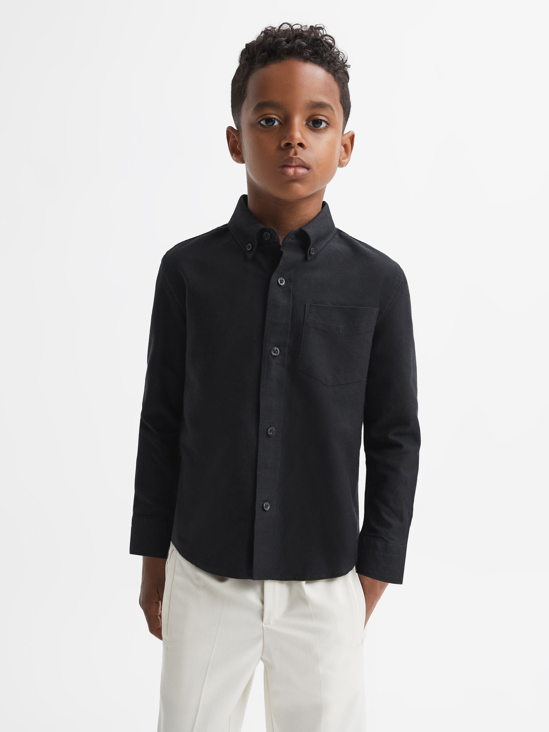 3-9 yrs Button Down Oxford Shirt in Black