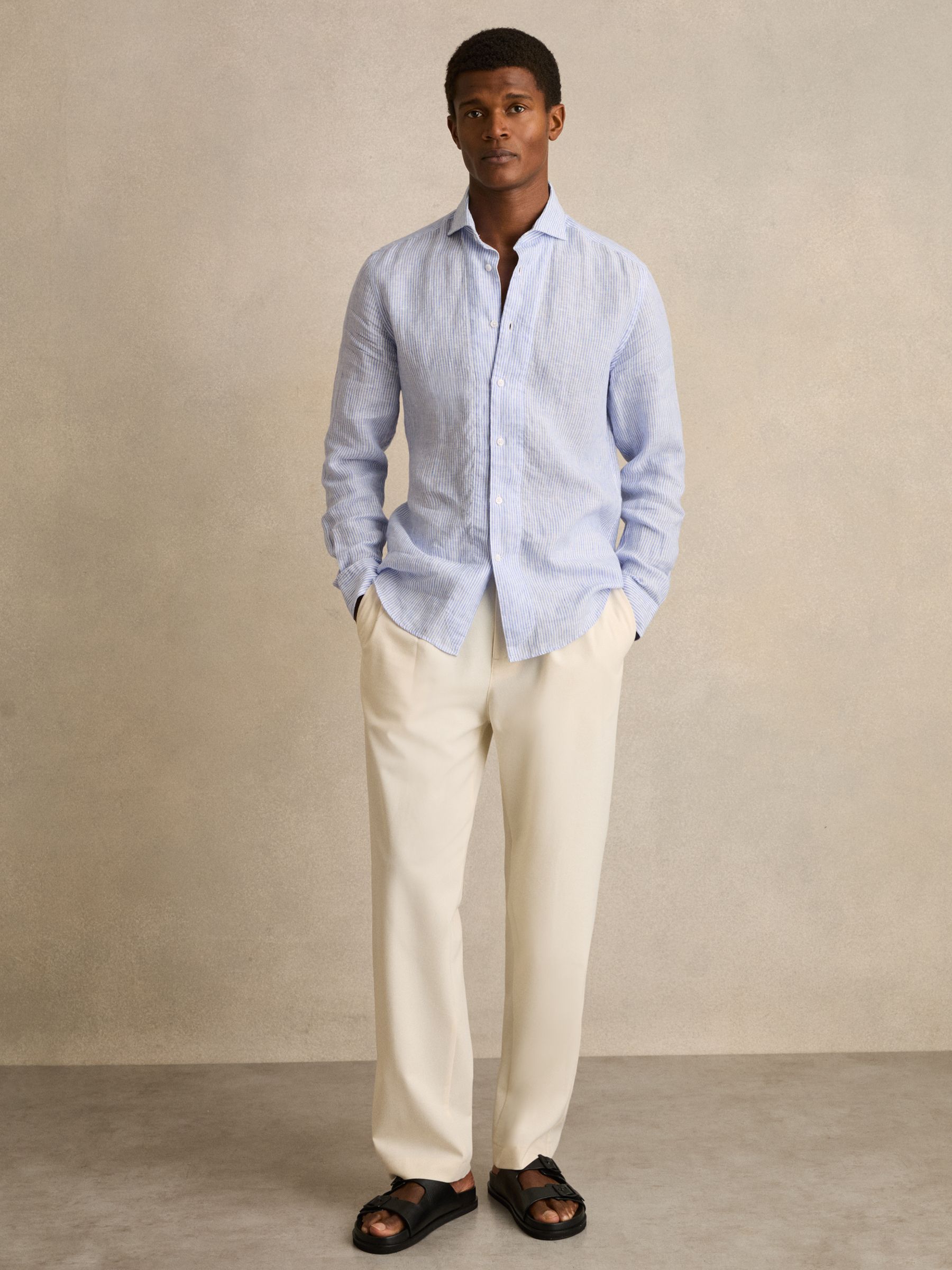 Leather Double-Strap Sandals in Black