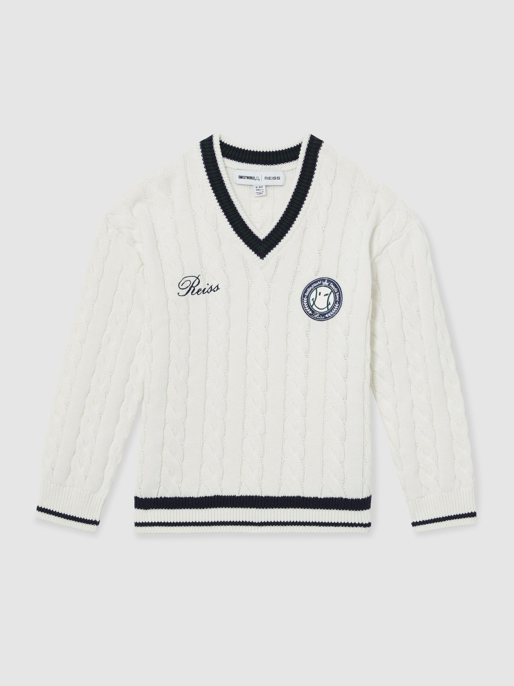 3-9 yrs SmileyWorld | Reiss Cable-Knit Jumper Unisex Fit in Off White