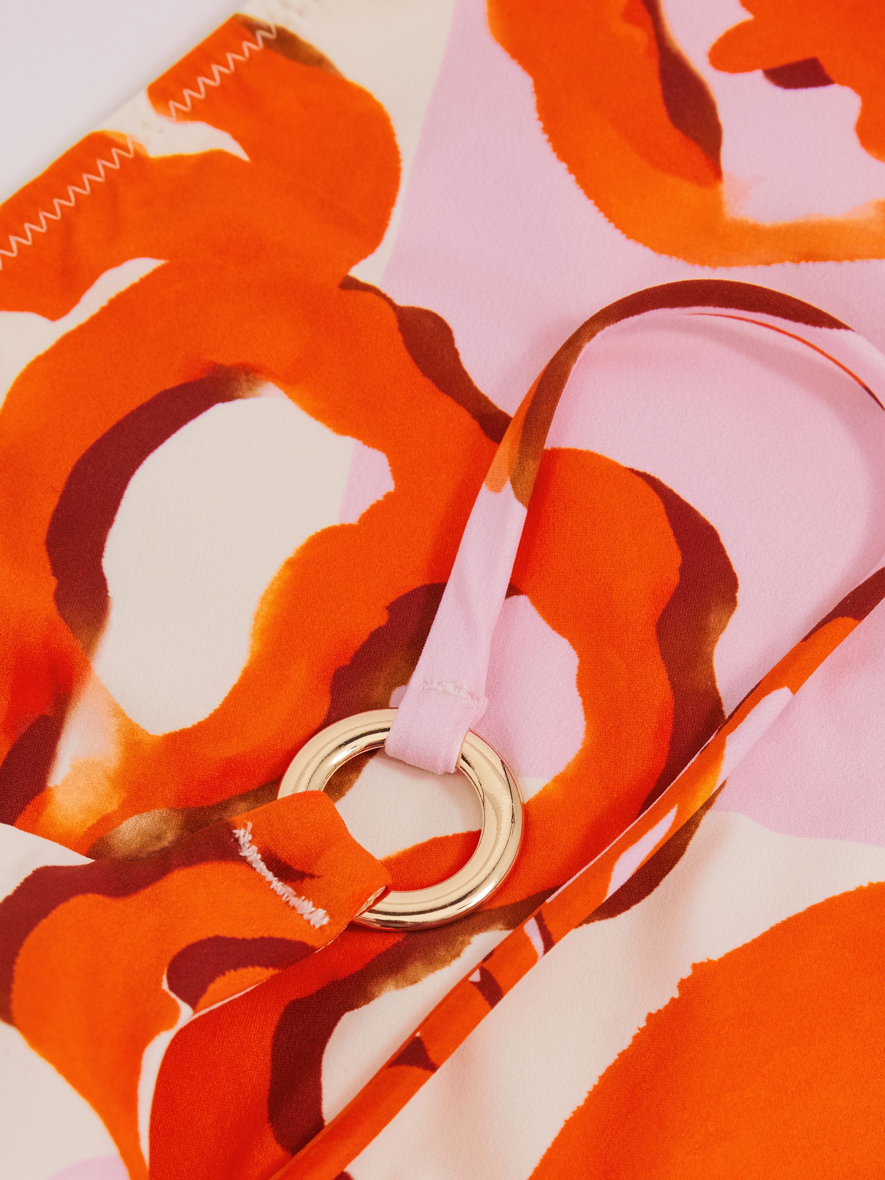 Floral Print Tie Back Swimsuit in Pink/Orange