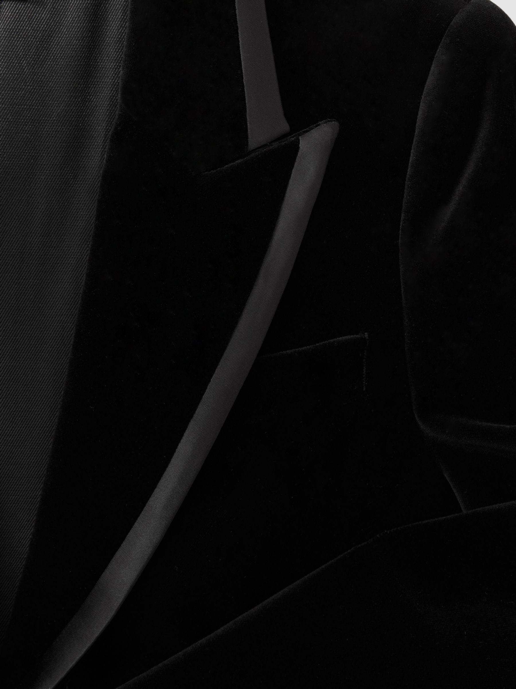 Velvet and Satin Single Breasted Suit Jacket in Black