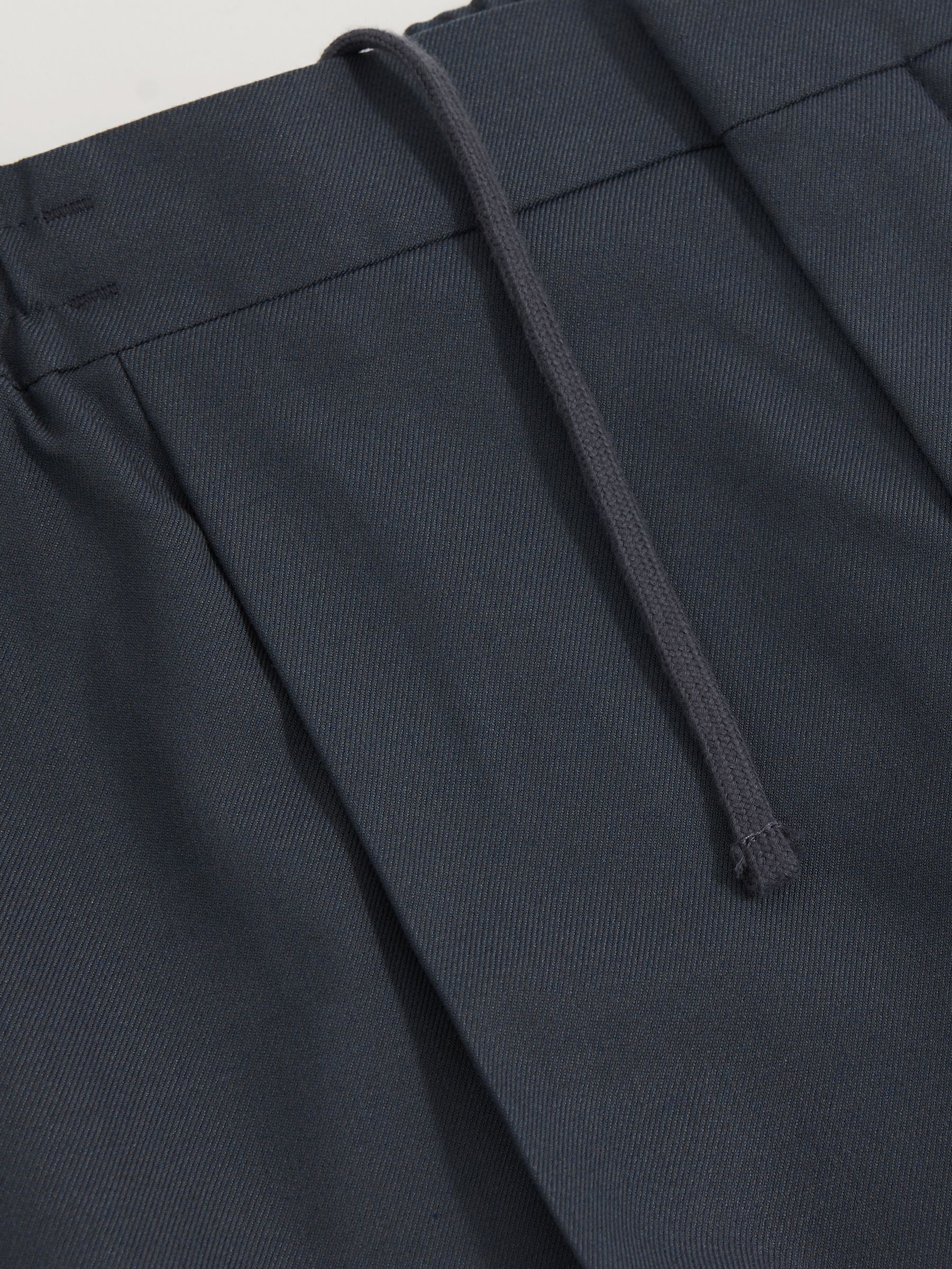 Relaxed Drawstring Trousers with Turn-Ups in Steel Blue