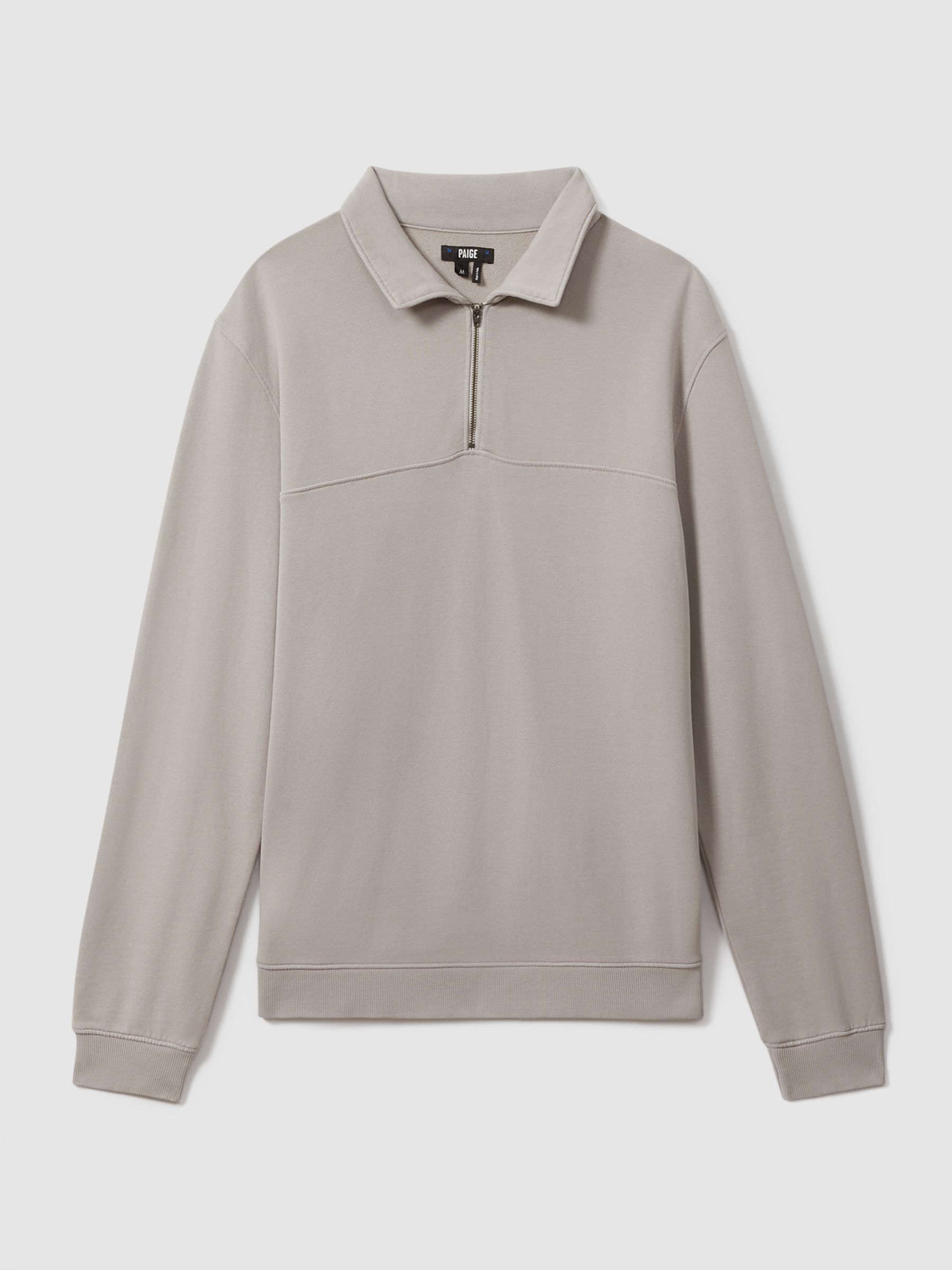 Paige Cotton Quarter-Zip Jumper in Grey Shadow