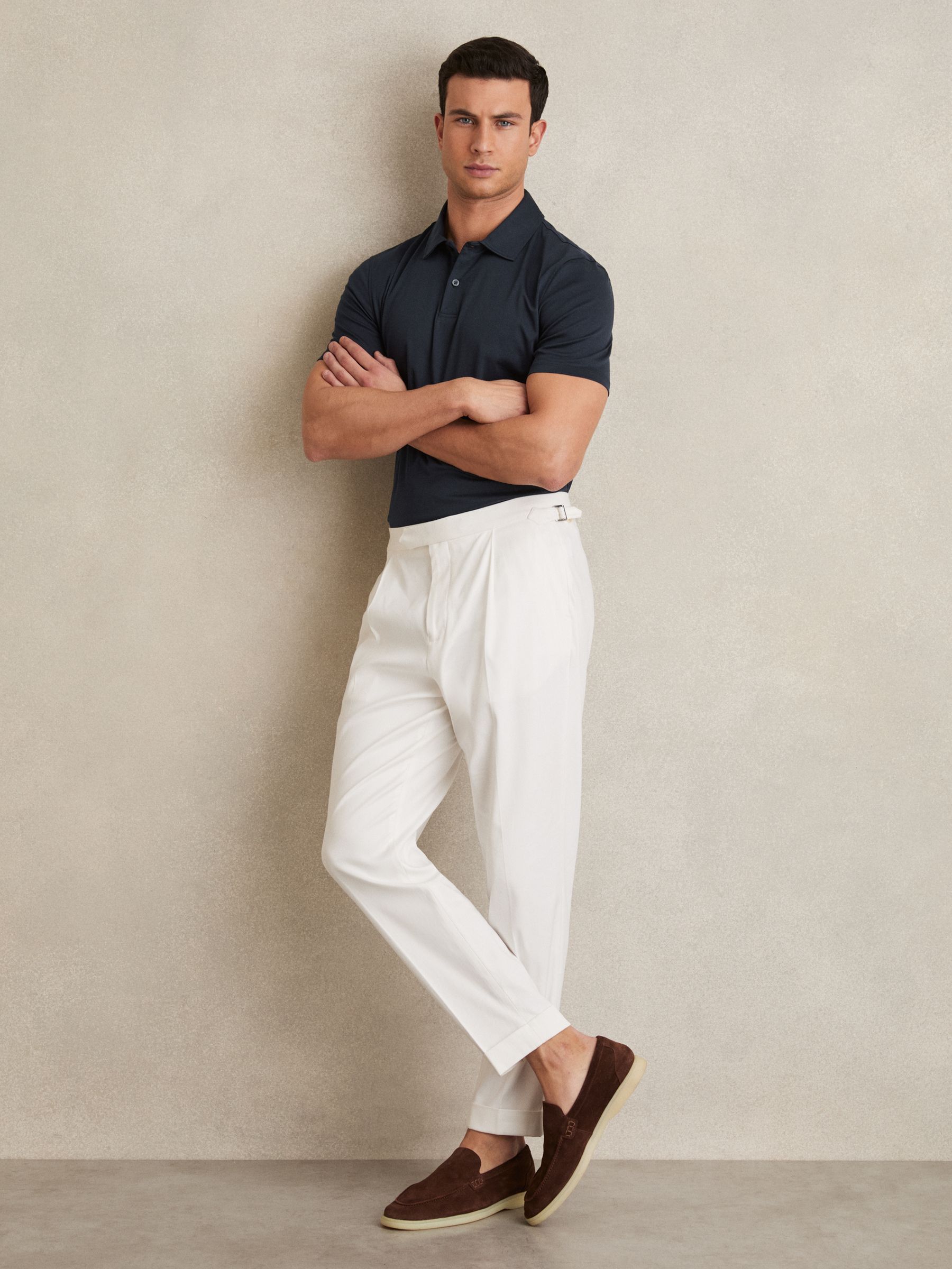 Air-Water Cotton Polo Shirt in Navy