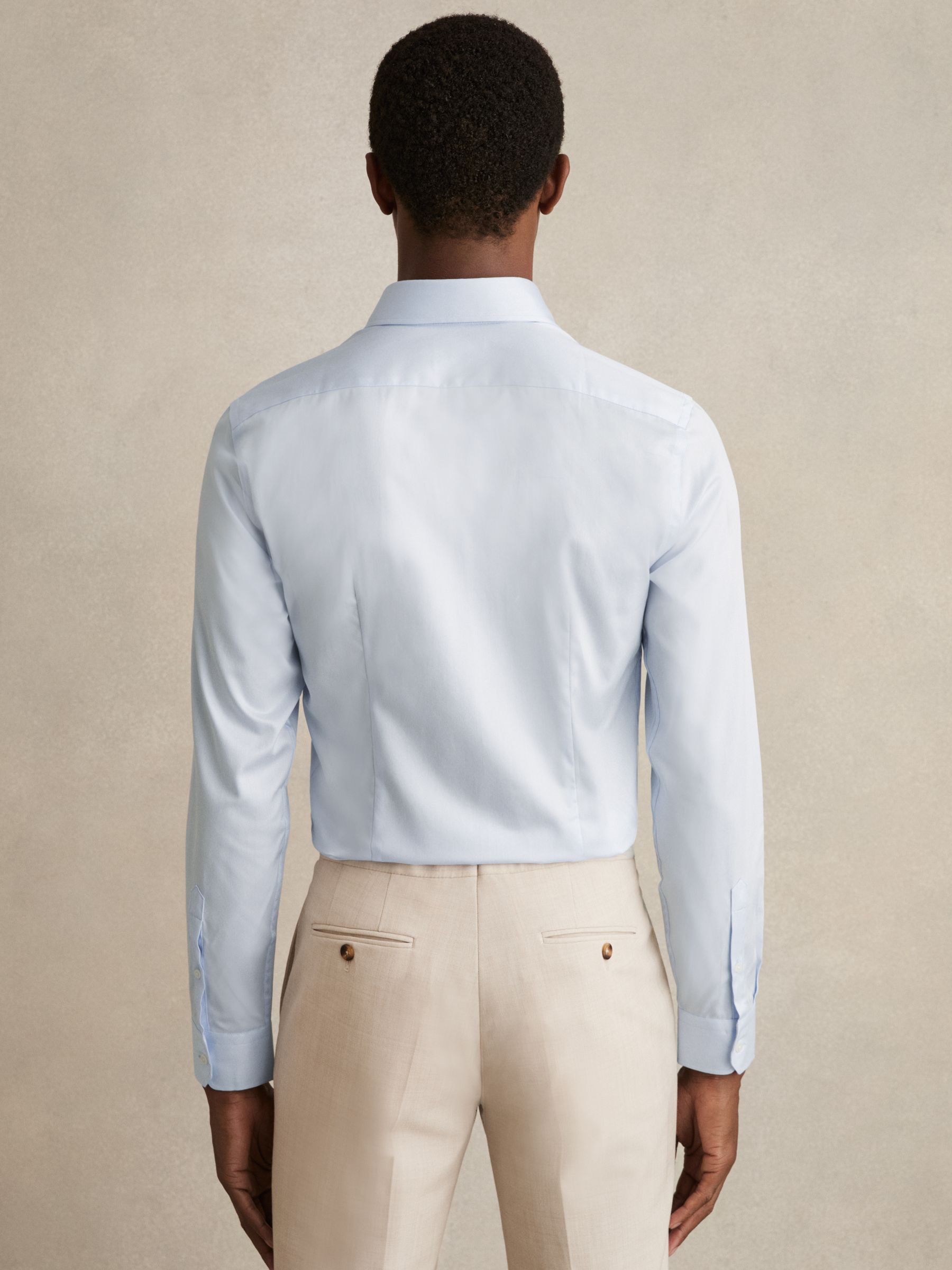 Slim Fit Cotton-Twill Two-Fold Shirt Slim-Fit in Soft Blue