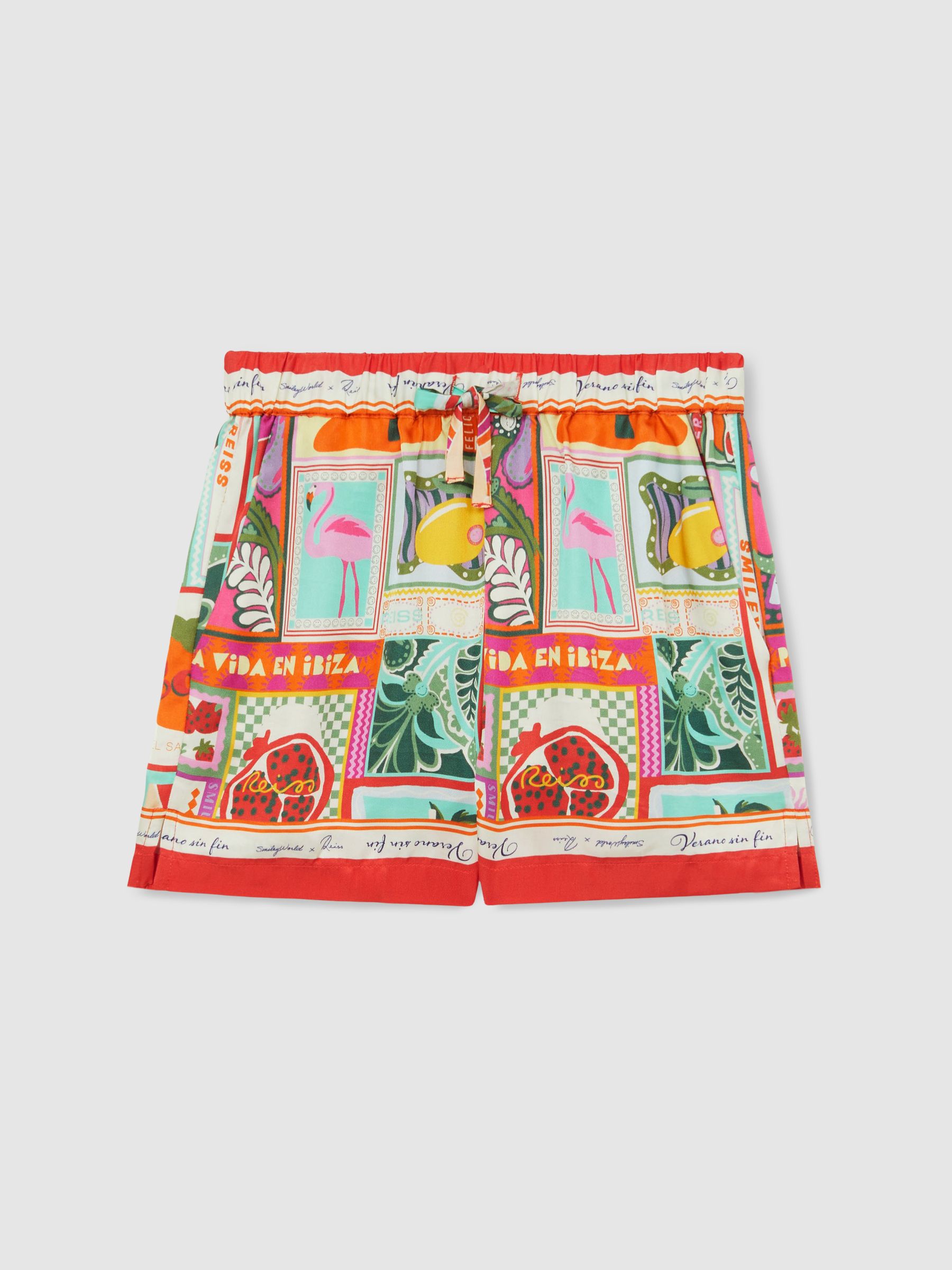 13-14 yrs SmileyWorld | Reiss Motif-Print Shorts in Multi
