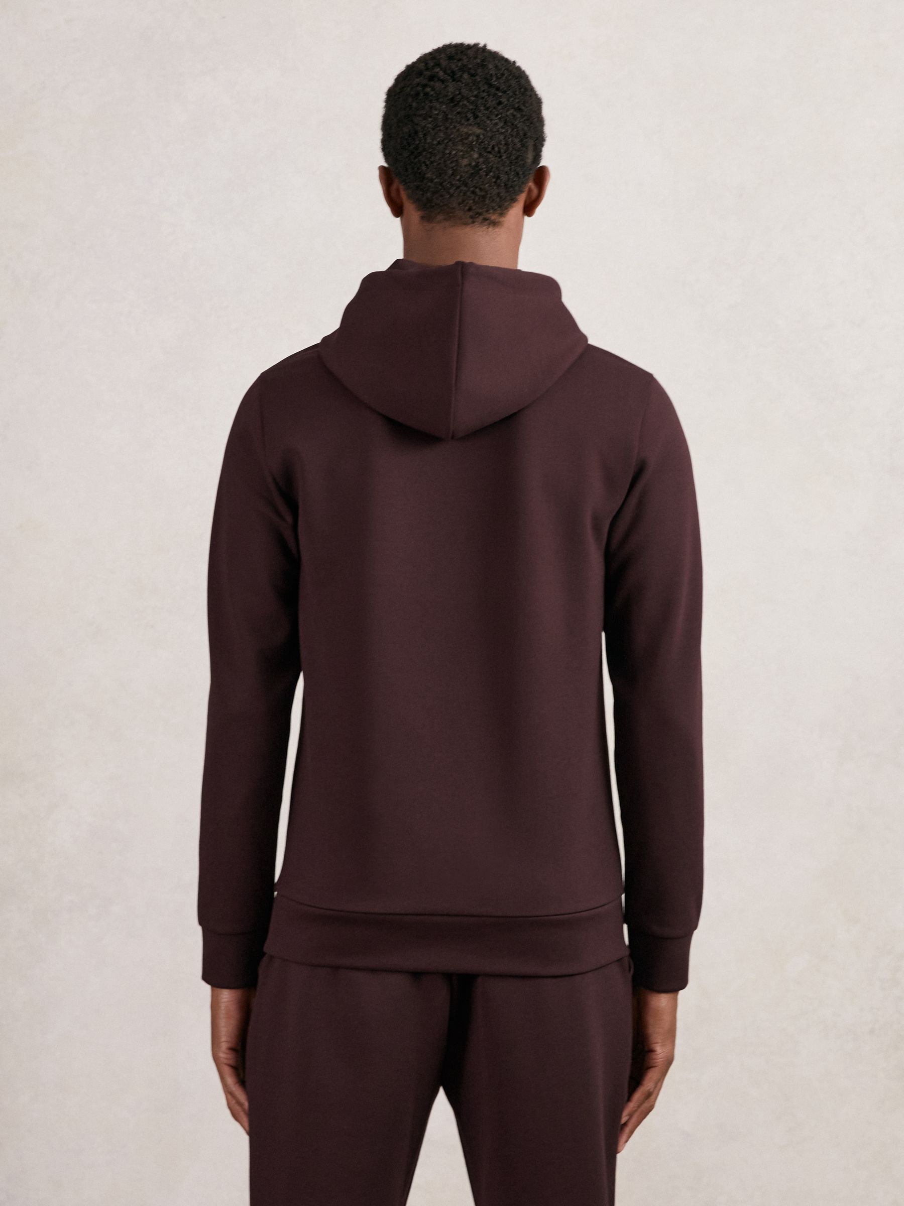 Interlock Jersey Drawstring Hoodie in Cherry Red