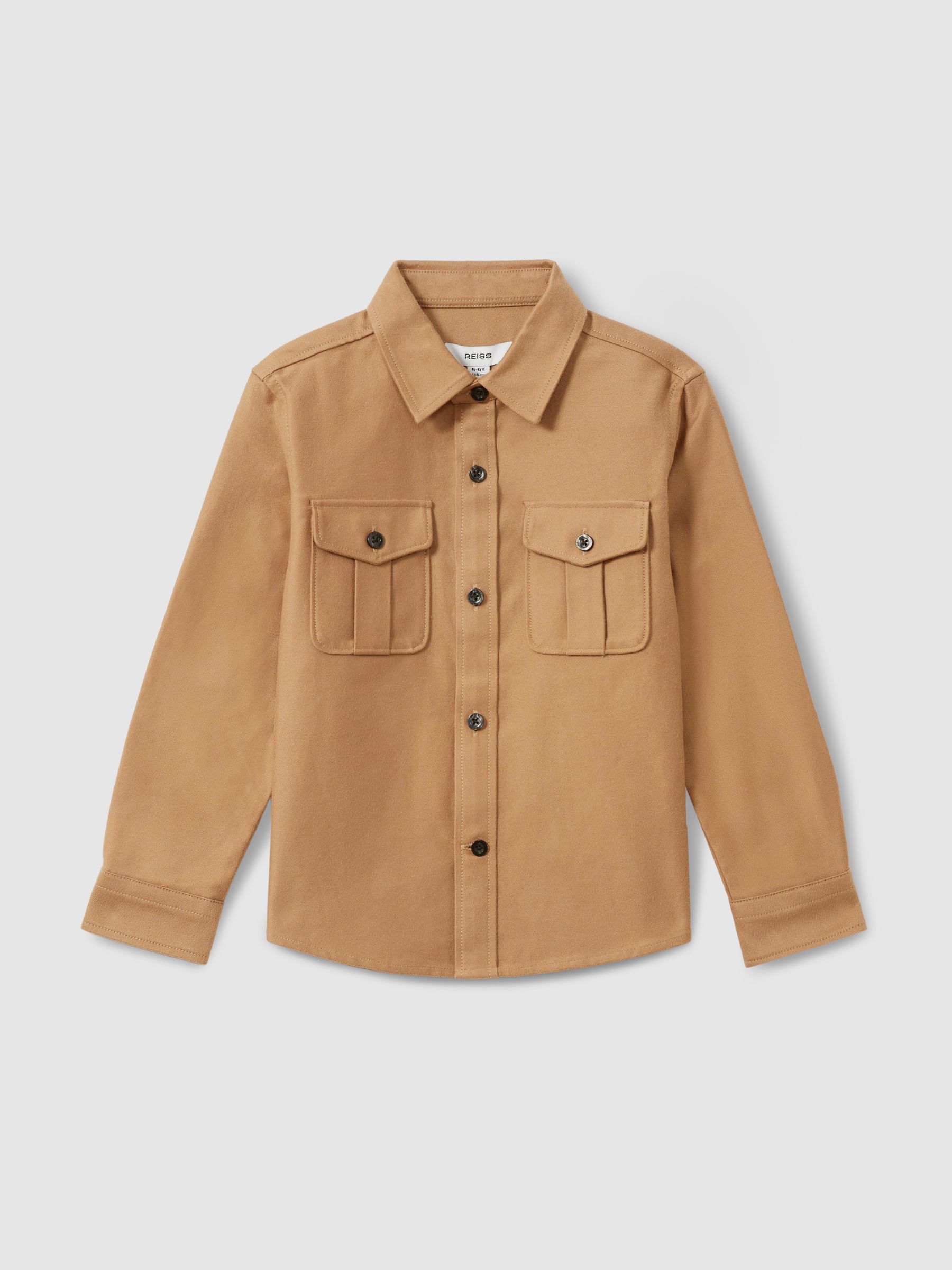 9-13 yrs Brushed 100% Cotton Shirt in Camel