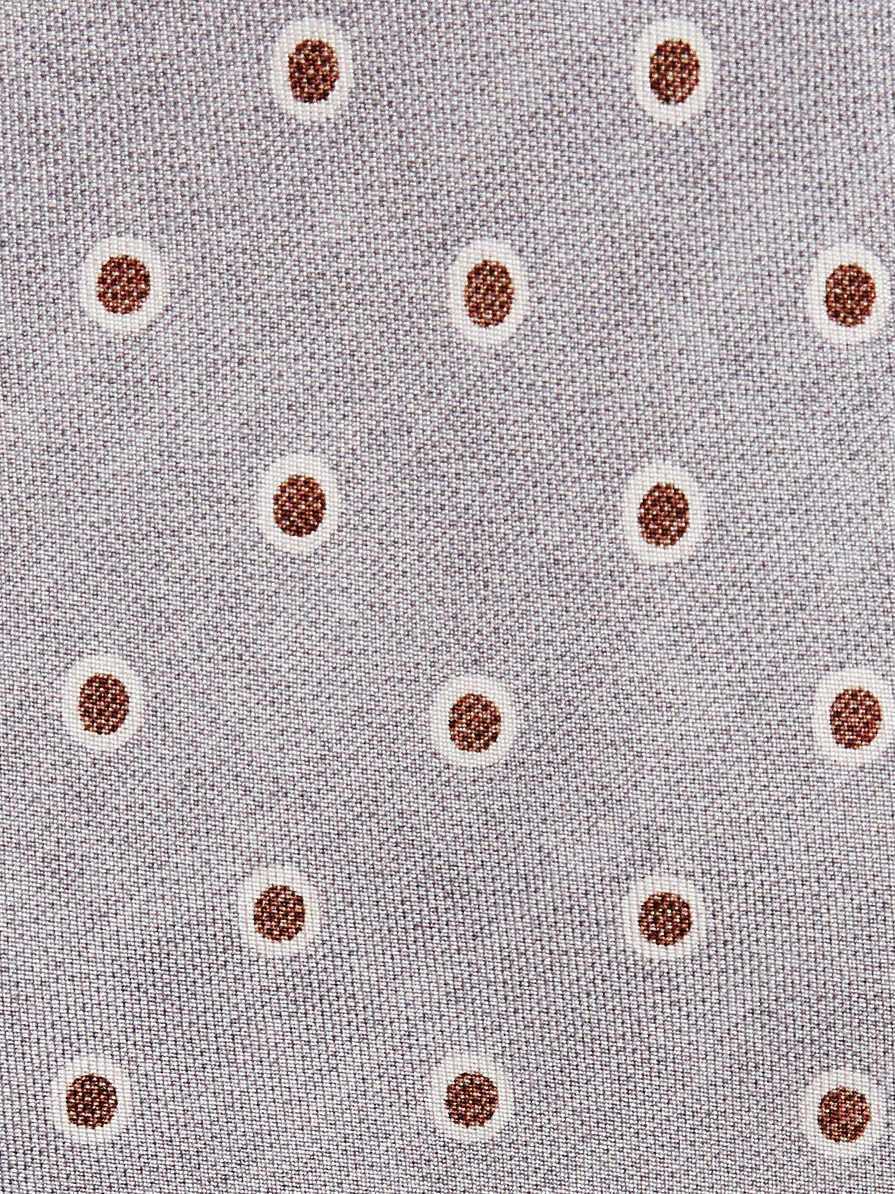 Silk Polka Dot Print Tie in Soft Grey