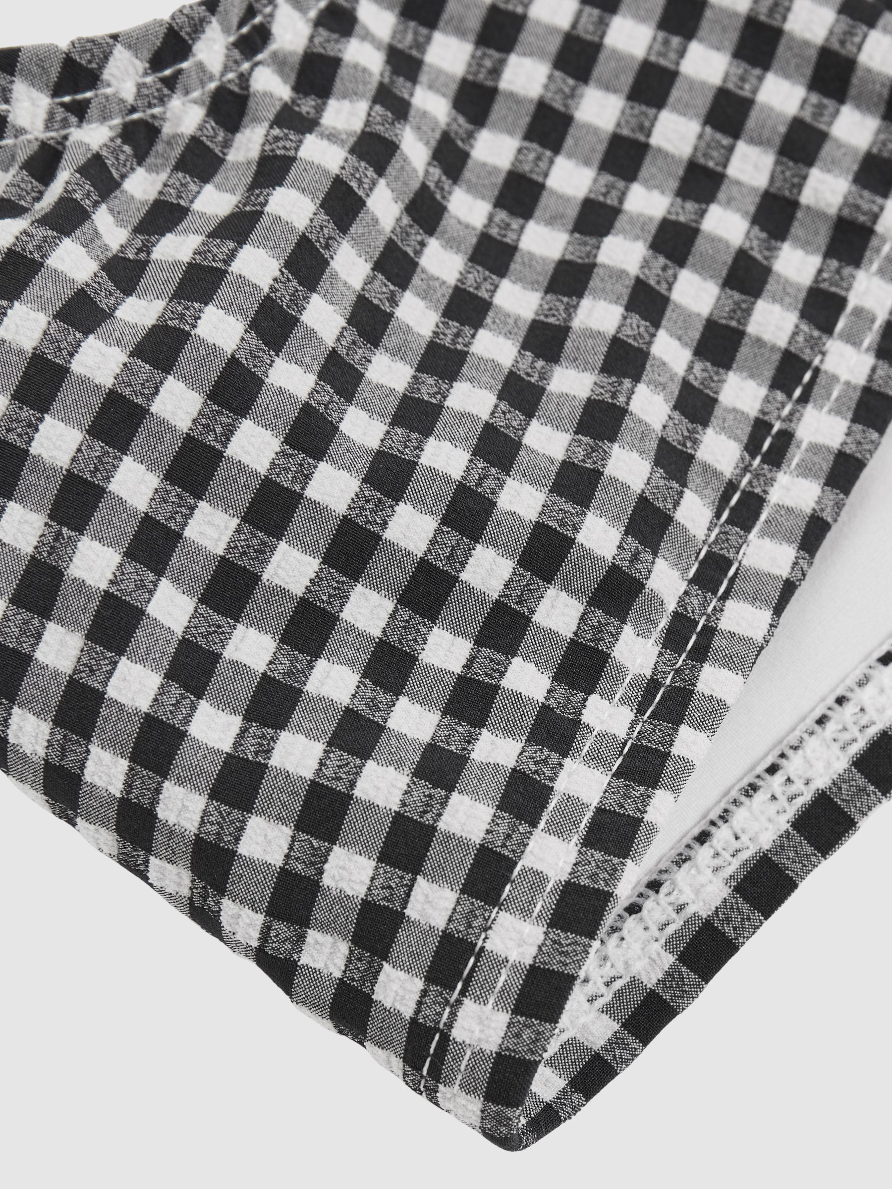 Good American Gingham Bikini Top in Black