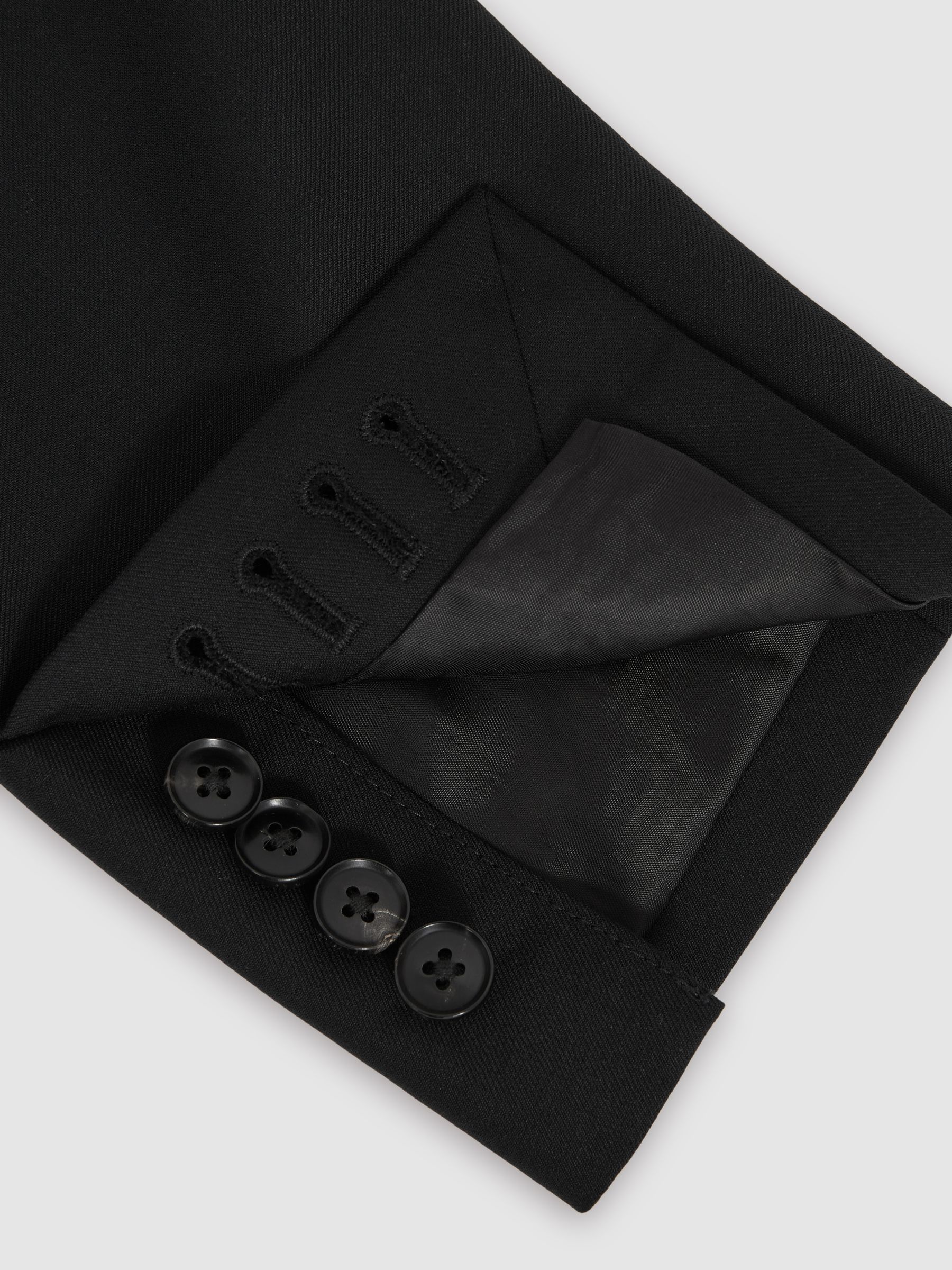 Slim-Fit Single Breasted Wool Suit Jacket in Black