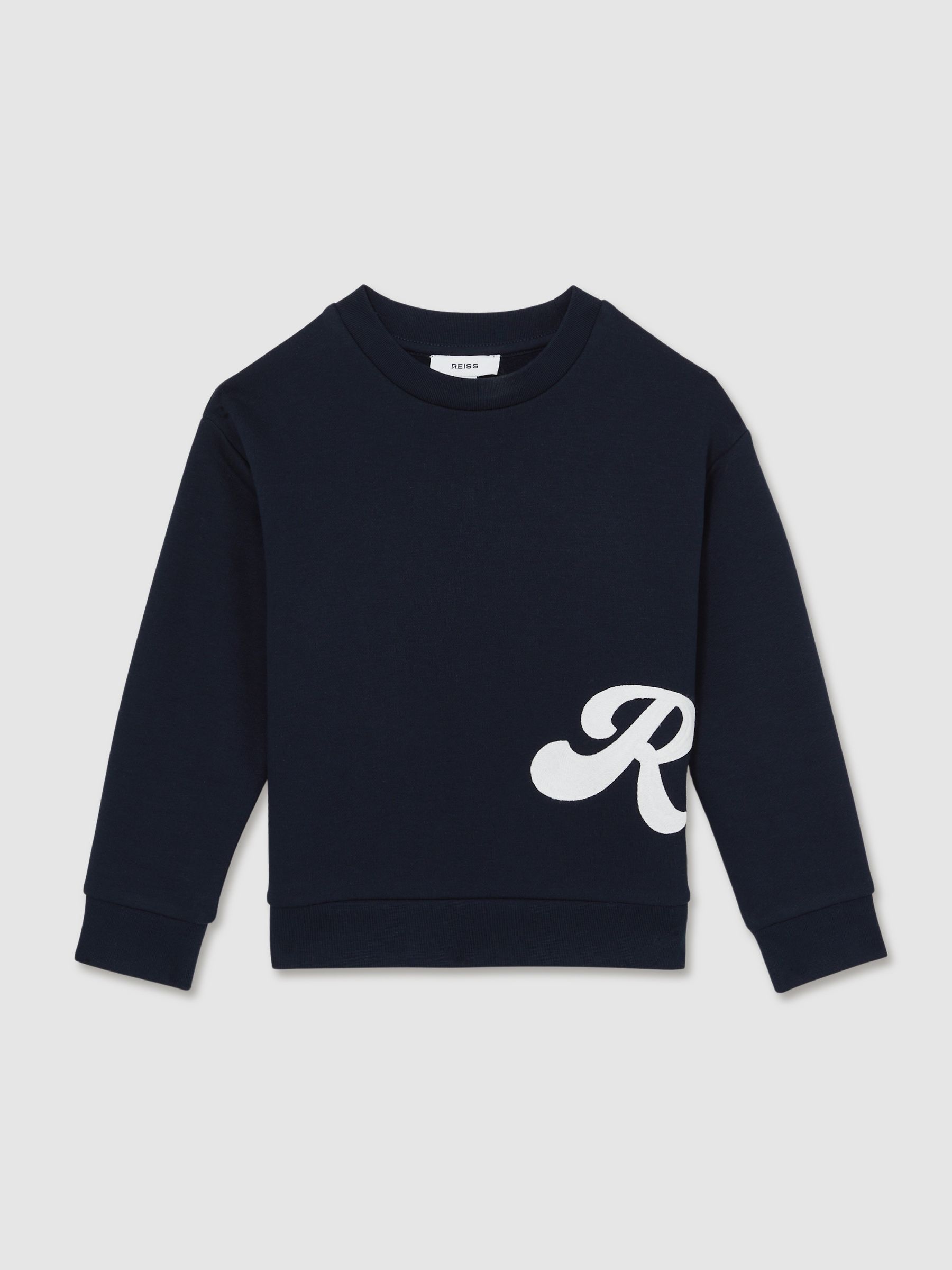 3-9 yrs Cotton-Blend Logo Script Sweatshirt in Navy
