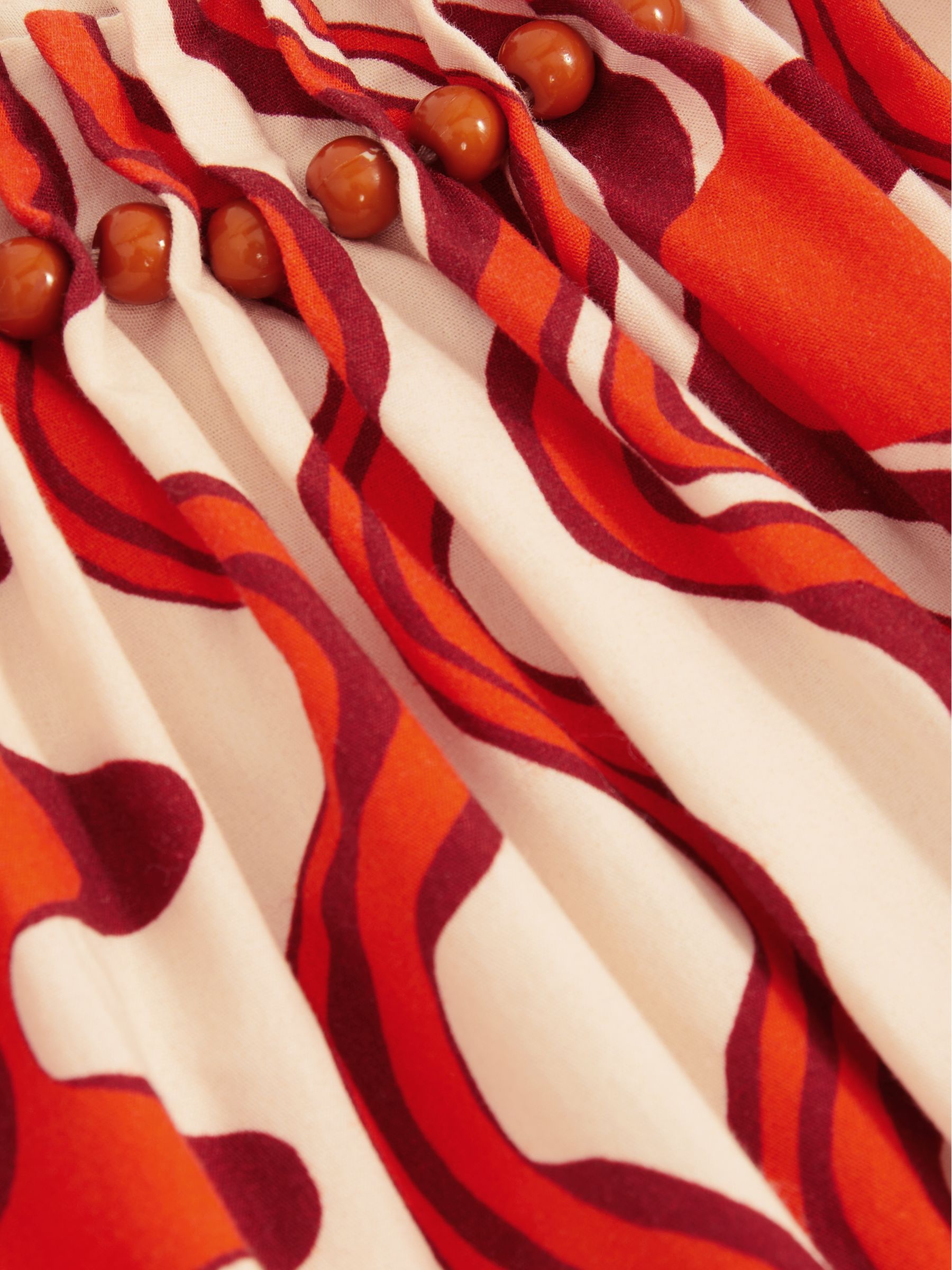 13-14 yrs Cotton Bead-Detail Printed Dress in Red