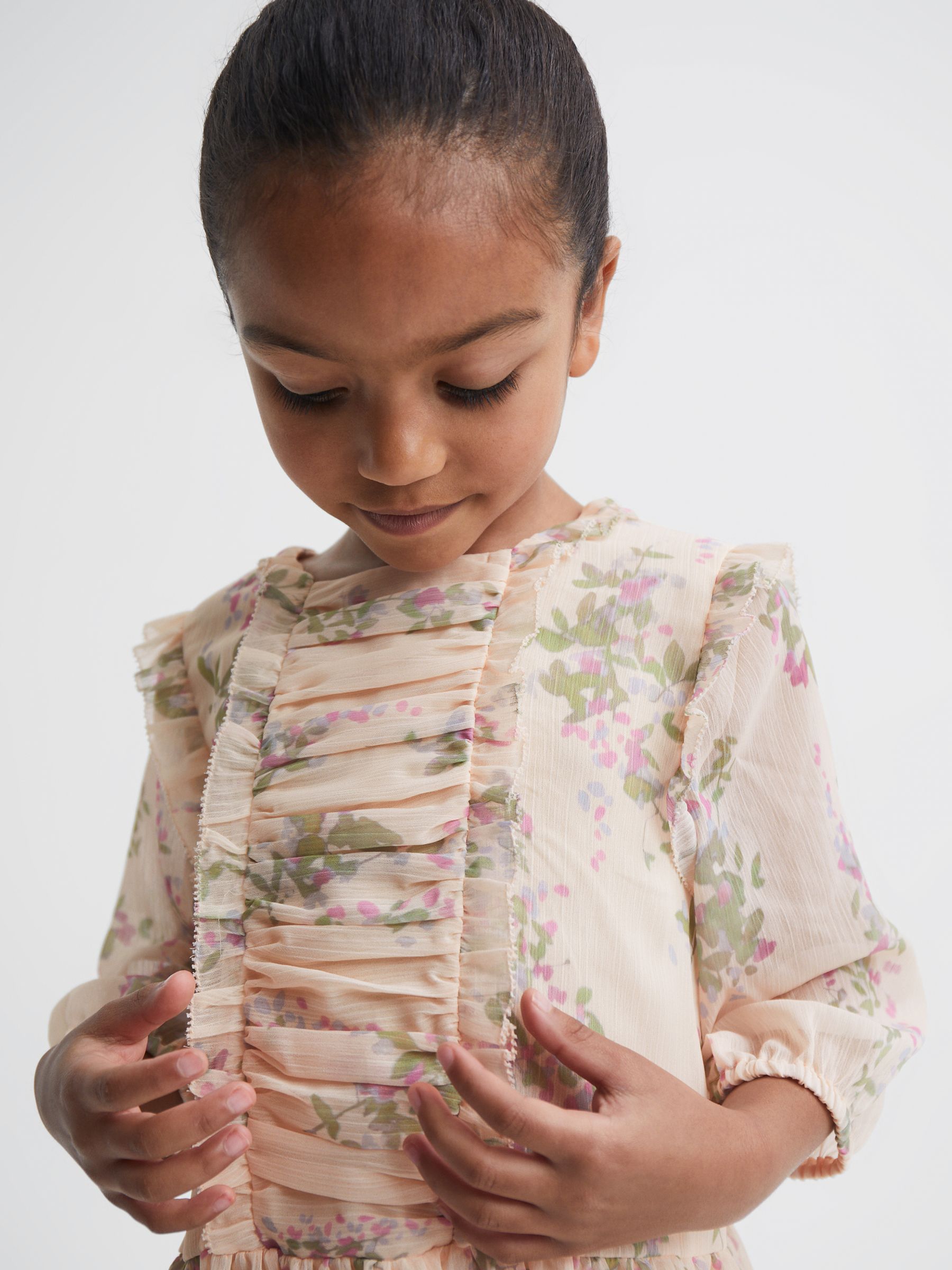 9-12 yrs Chiffon Print Dress in Pink Print
