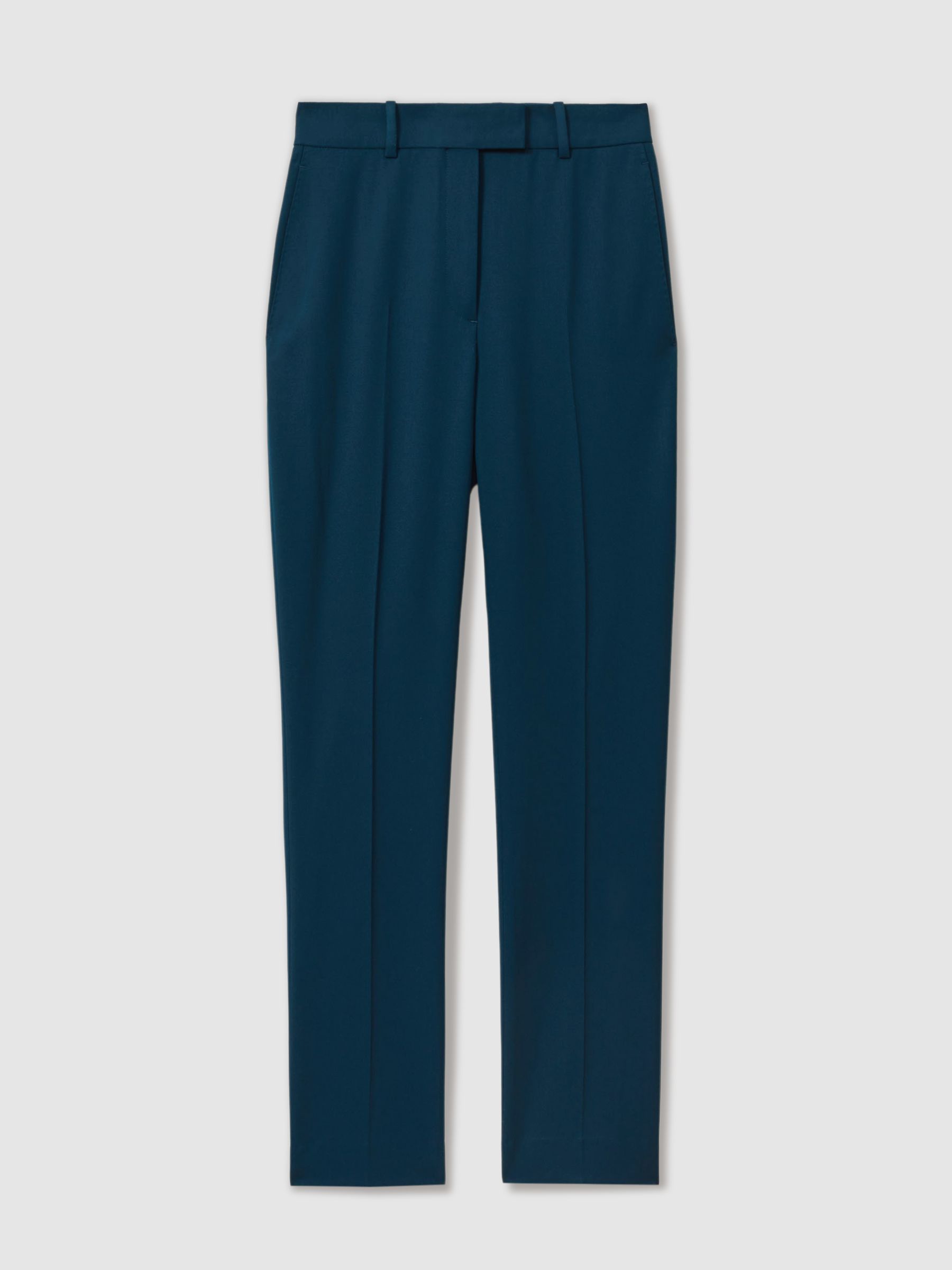 Slim Fit Wool Blend Suit Trousers in Teal