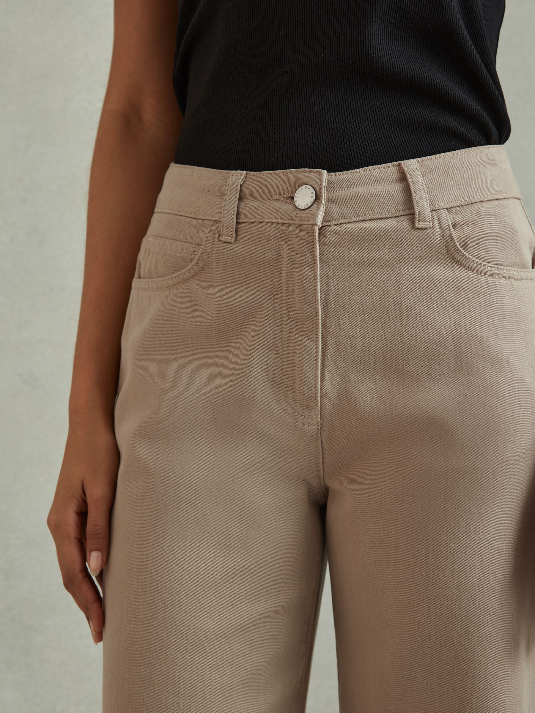 Garment Dyed Wide Leg Trousers in Light Camel