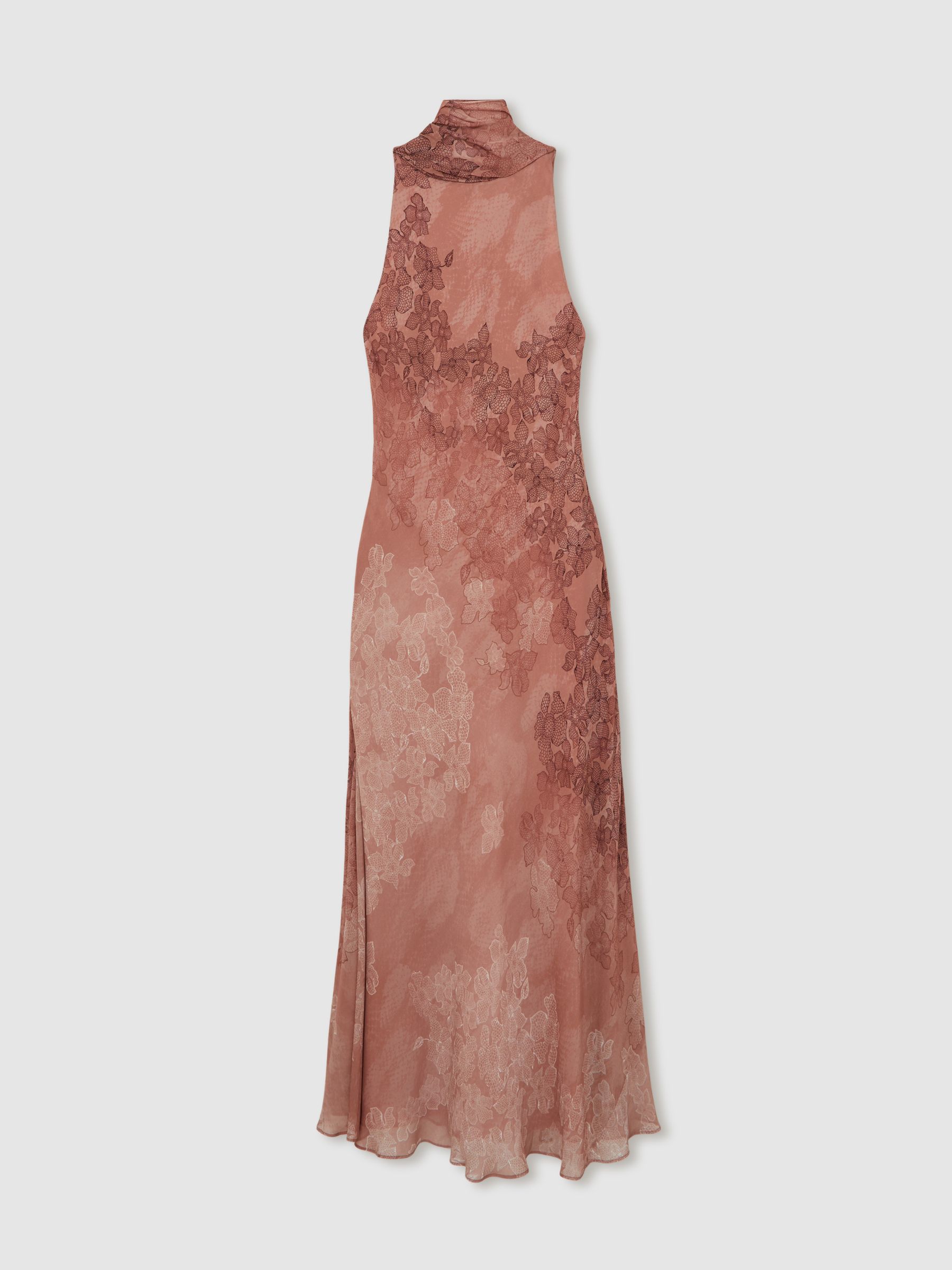 Chiffon Floral Cape Maxi Dress in Pale Pink