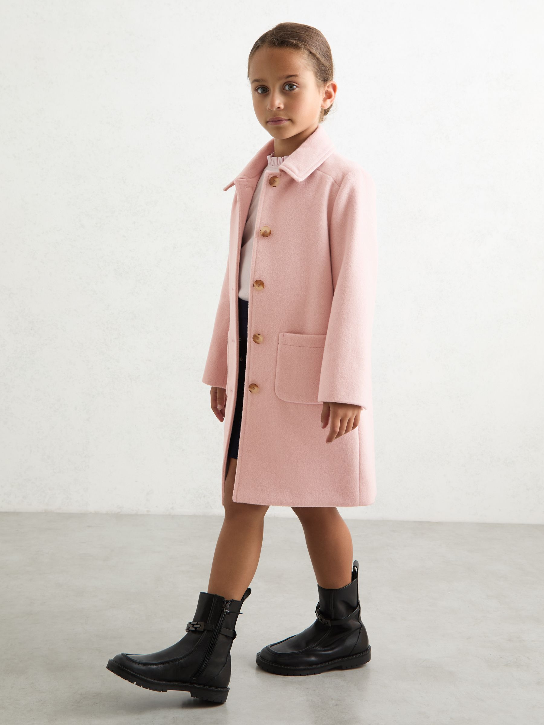 3-9 yrs Wool-Blend Single-Breasted Coat in Pink