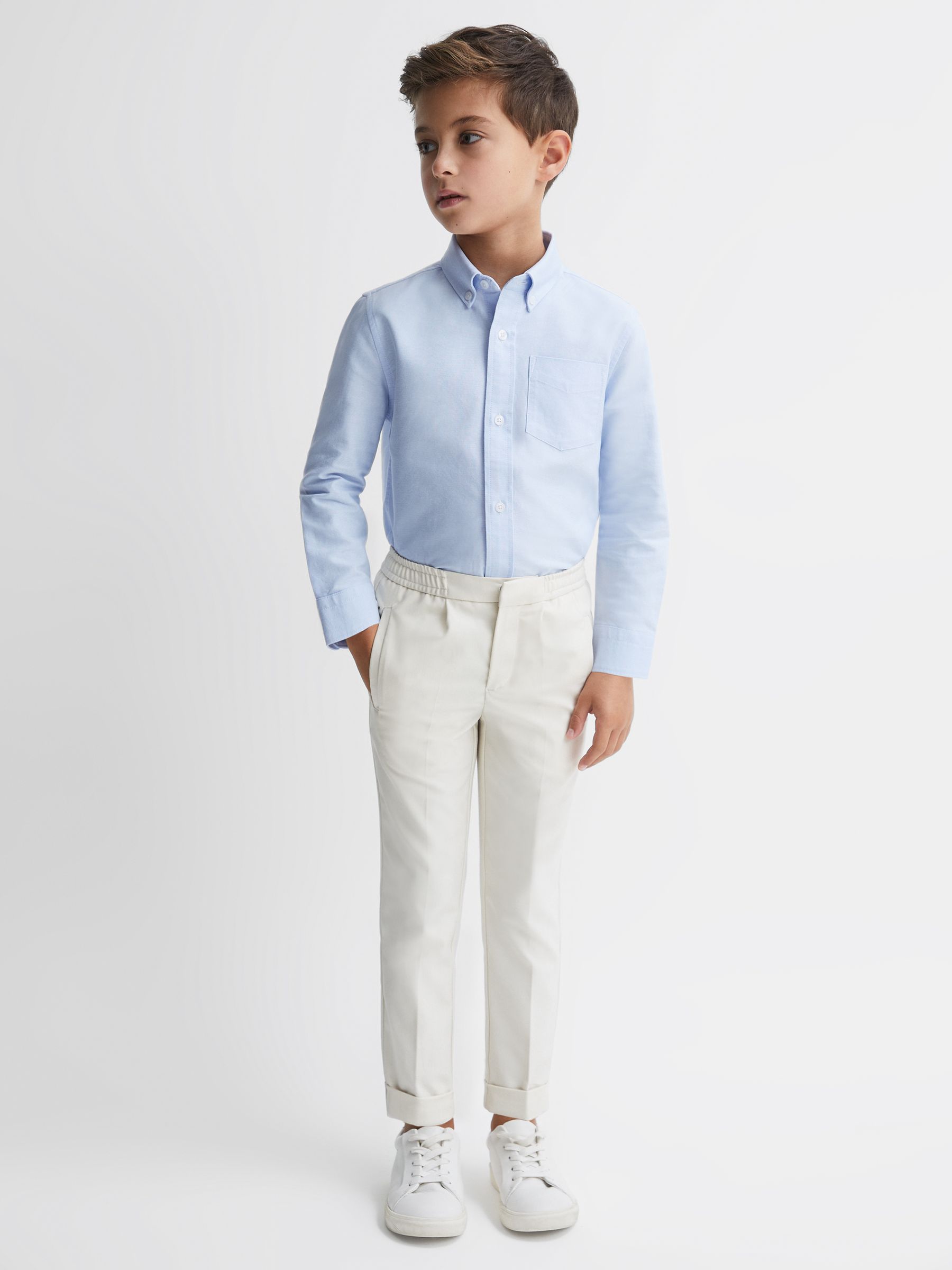 3-9 yrs Button Down Oxford Shirt in Soft Blue