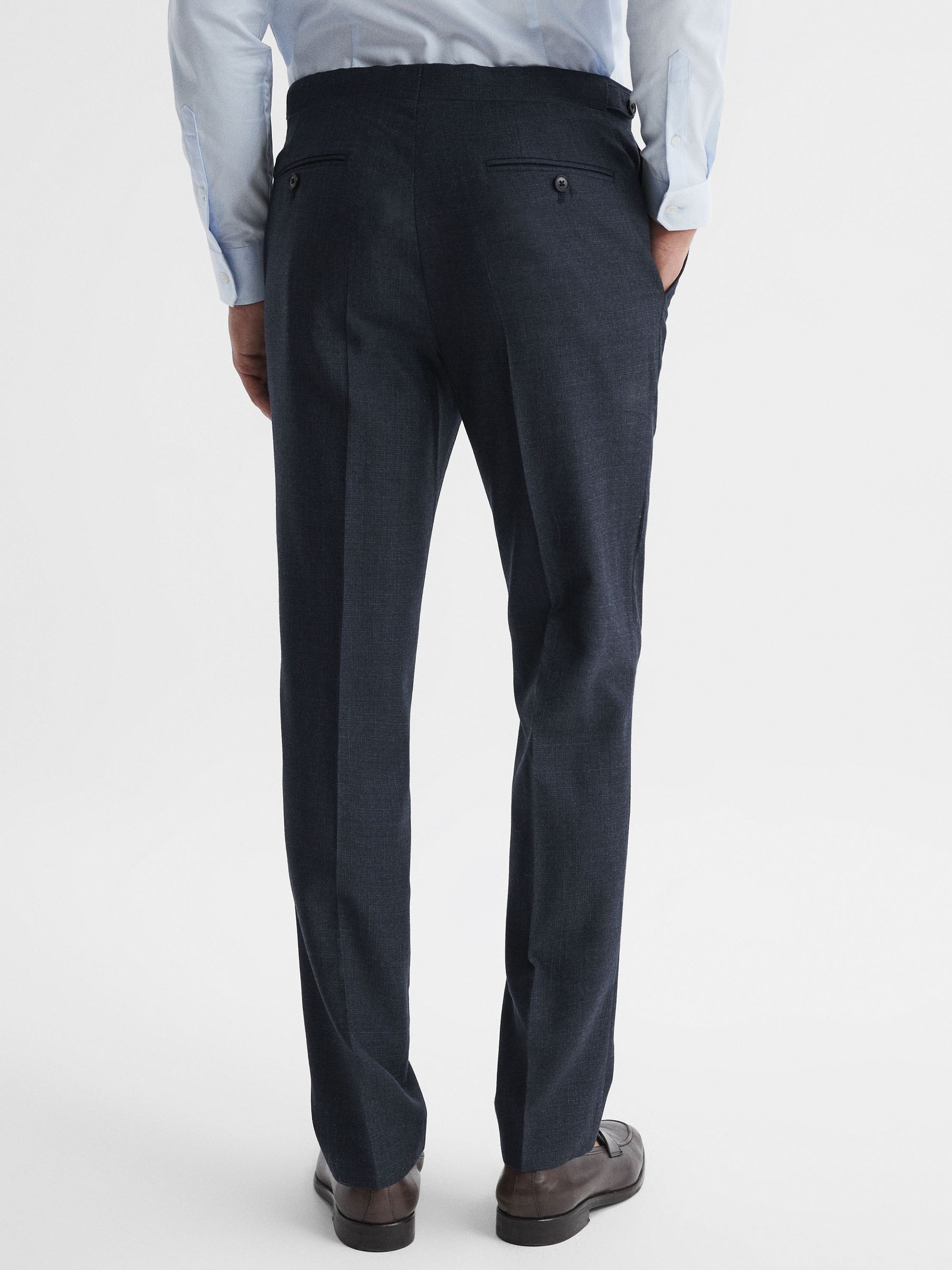 Textured Slim Fit Trousers in Navy