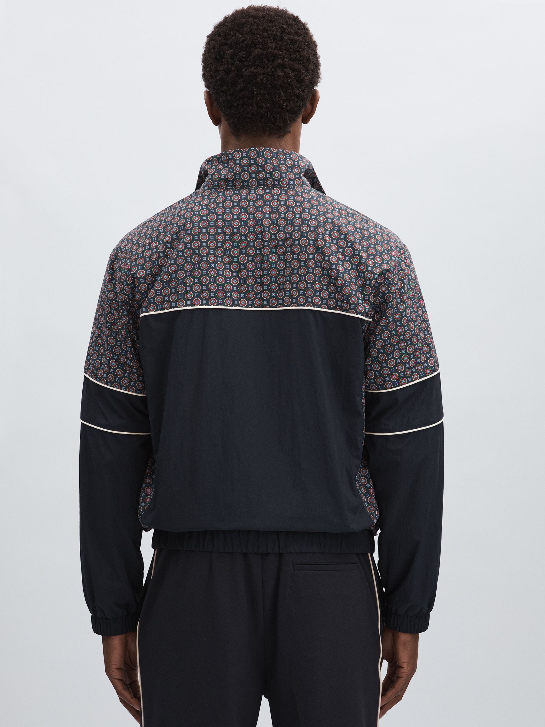 Les Deux Printed Track Jacket in Dark Navy