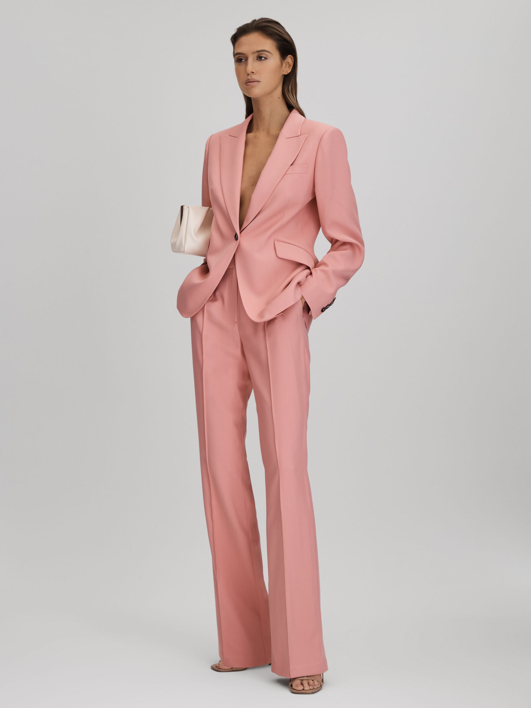 Tailored Single Breasted Suit Blazer in Pink