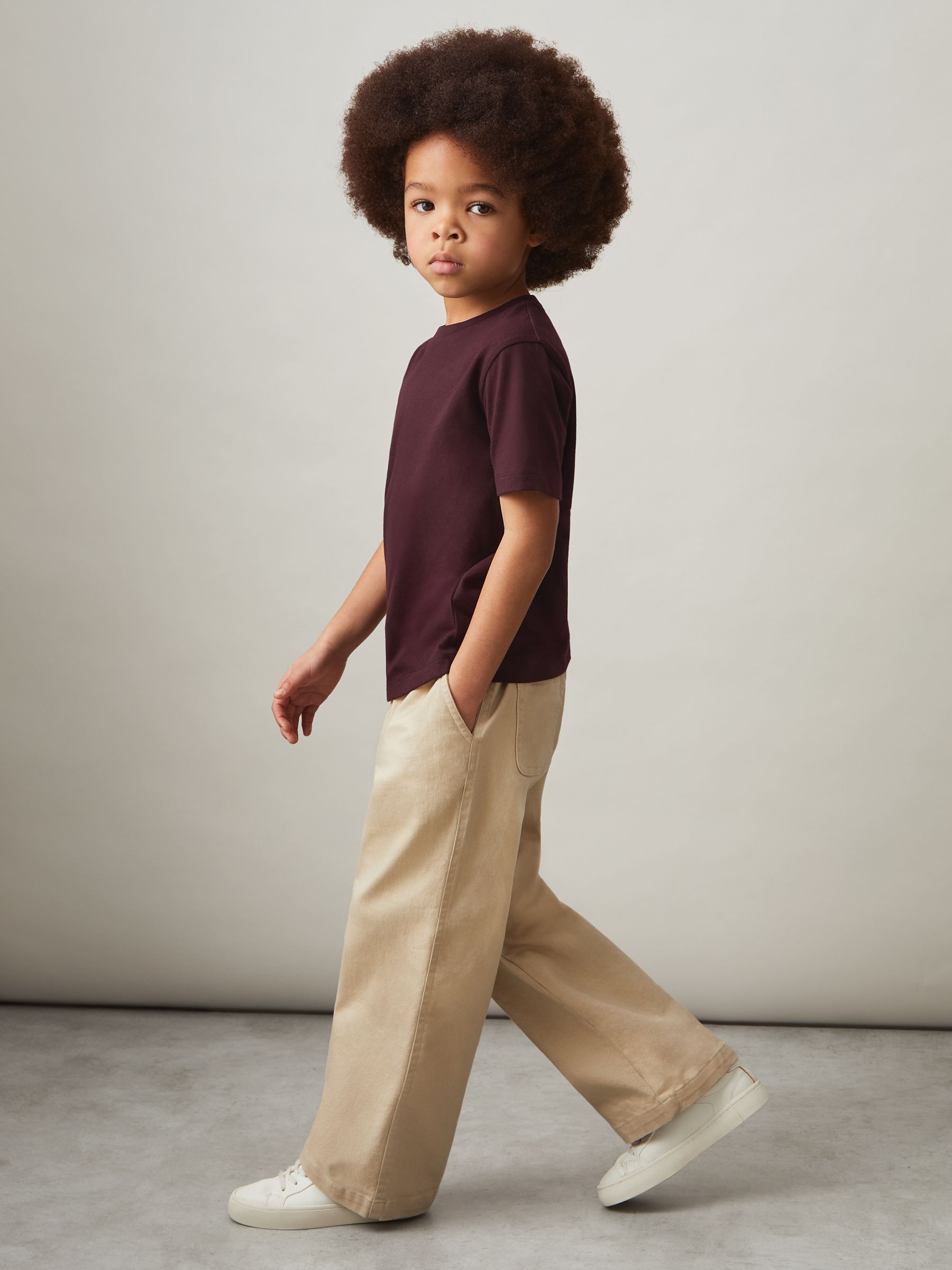 3-9 yrs Cotton Crew-Neck T-Shirt in Bordeaux