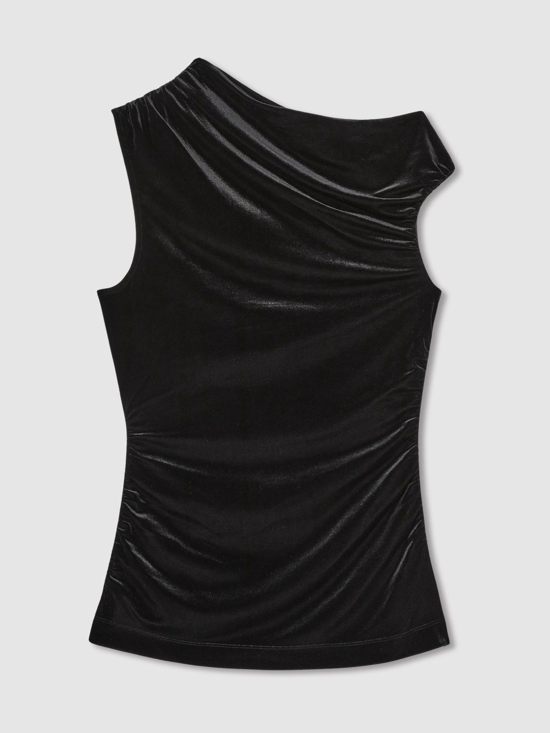 Velvet Drape Off-Shoulder Top in Black