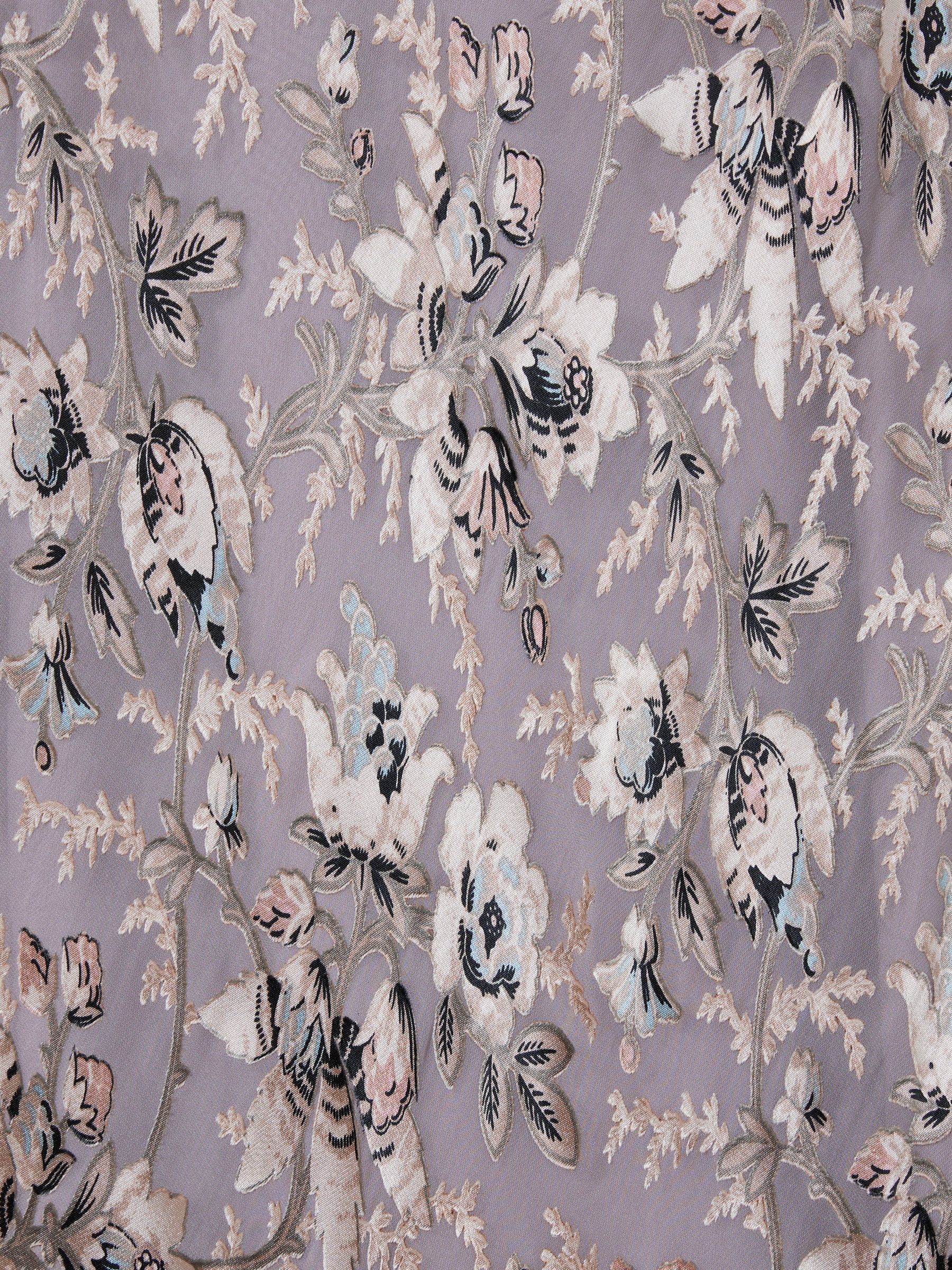 Paige Satin Floral Maxi Dress With Silk in Pewter Multi