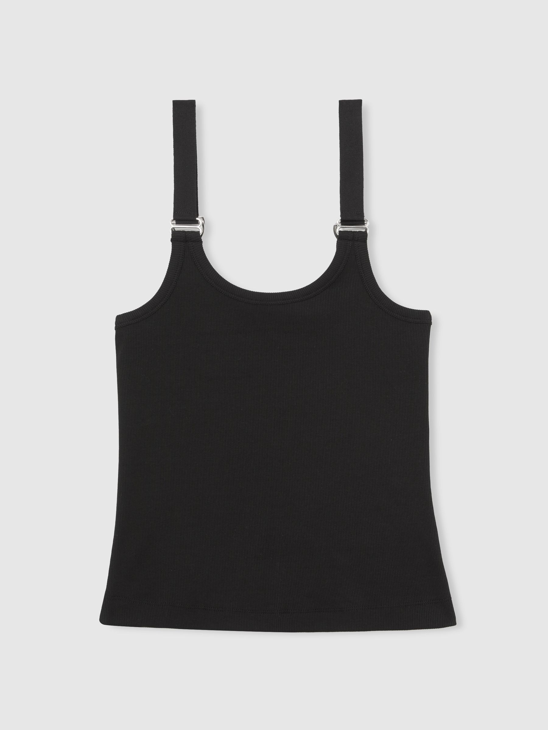 Stretch-Cotton D-Ring Strap Vest in Black