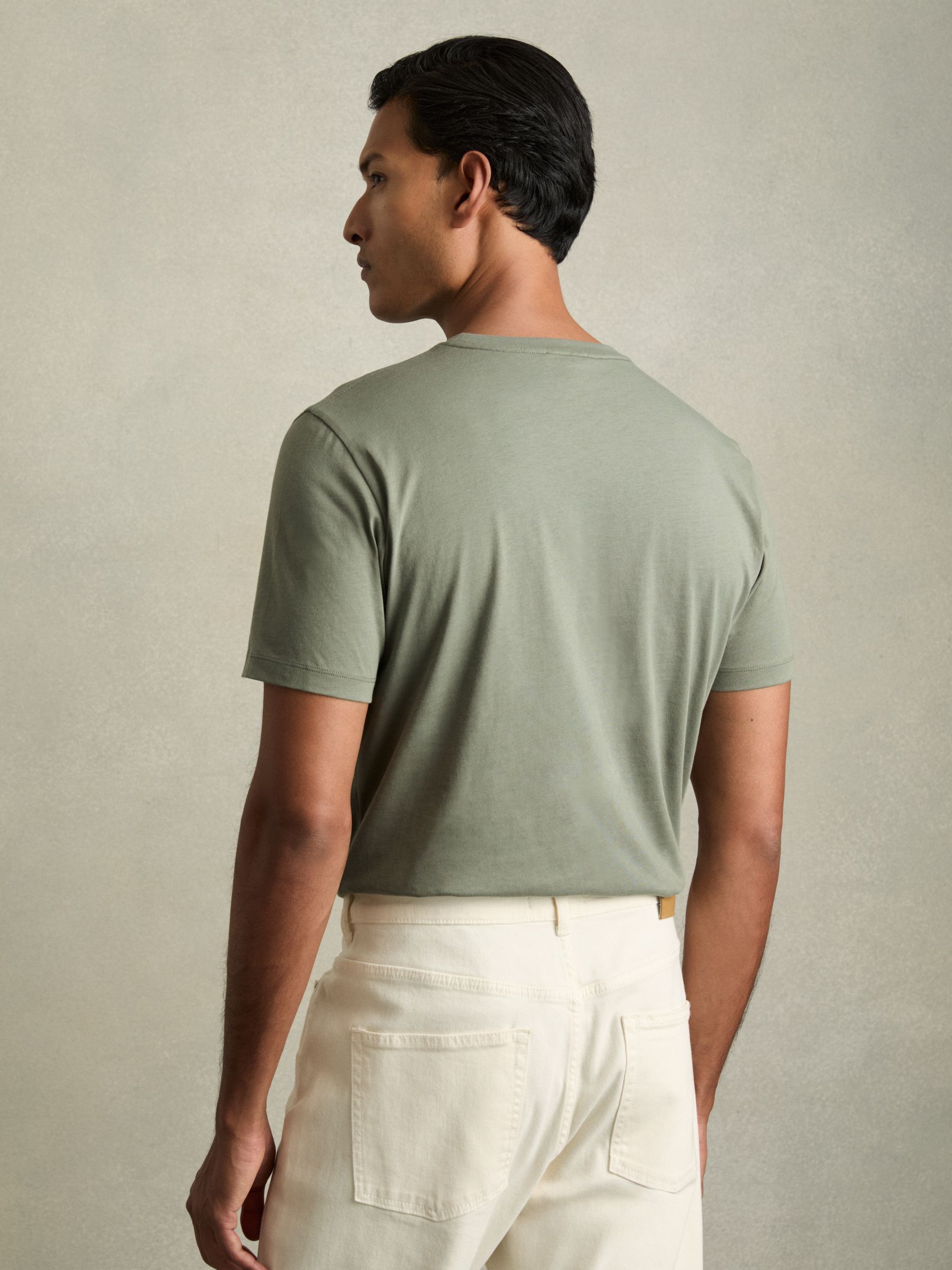 Cotton Crew Neck T-Shirt in Dark Sage