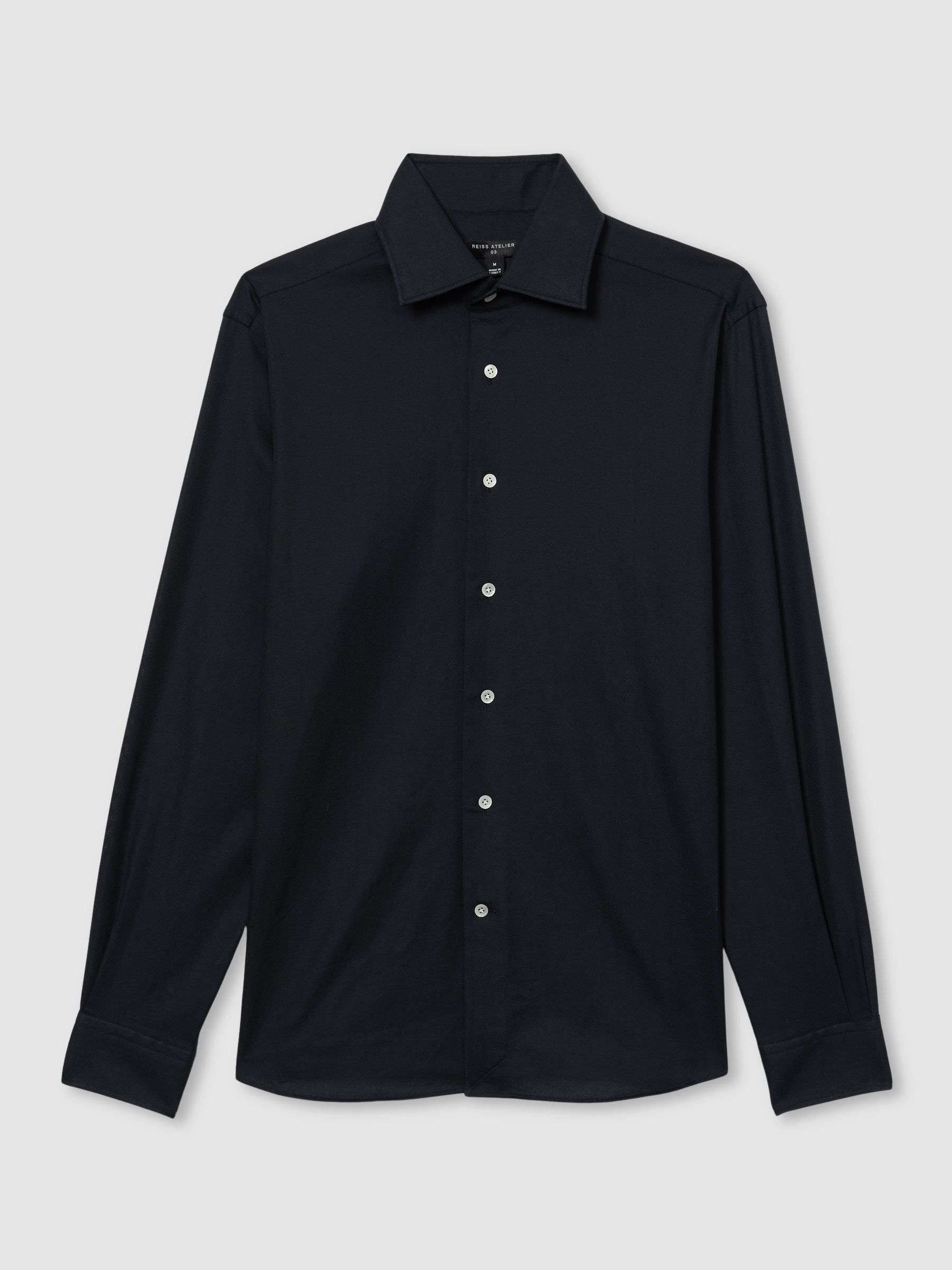 Atelier Cotton-Piqué Long-Sleeve Shirt in Navy