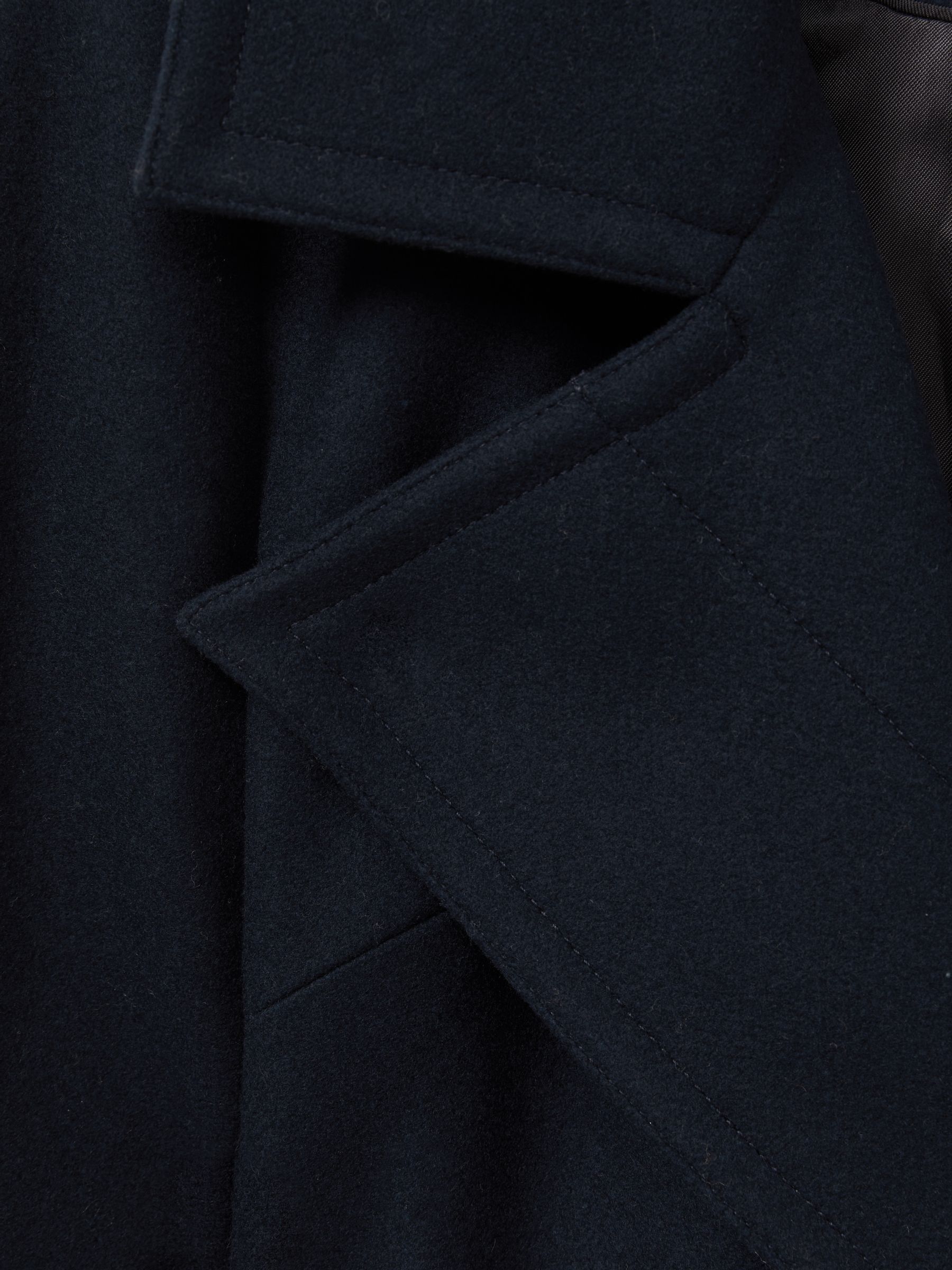 Wool Blend Belted Double Breasted Coat With Cashmere in Teal