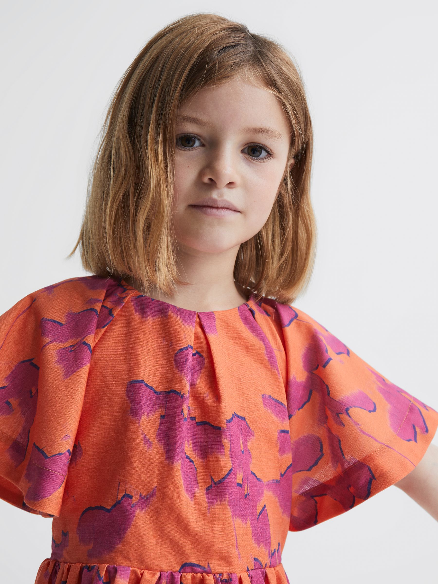 Print Midi Dress in Orange Print