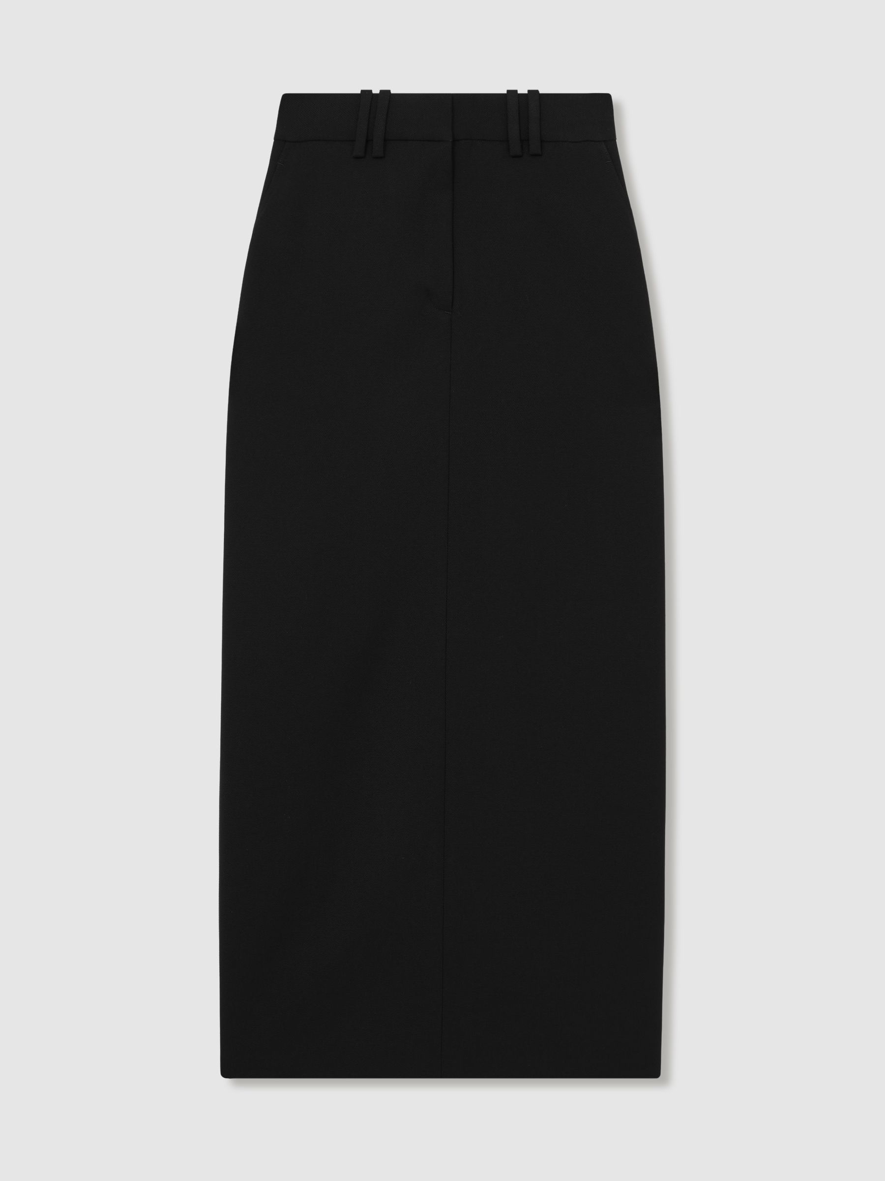 Wool-Blend Tailored Pencil Skirt in Black