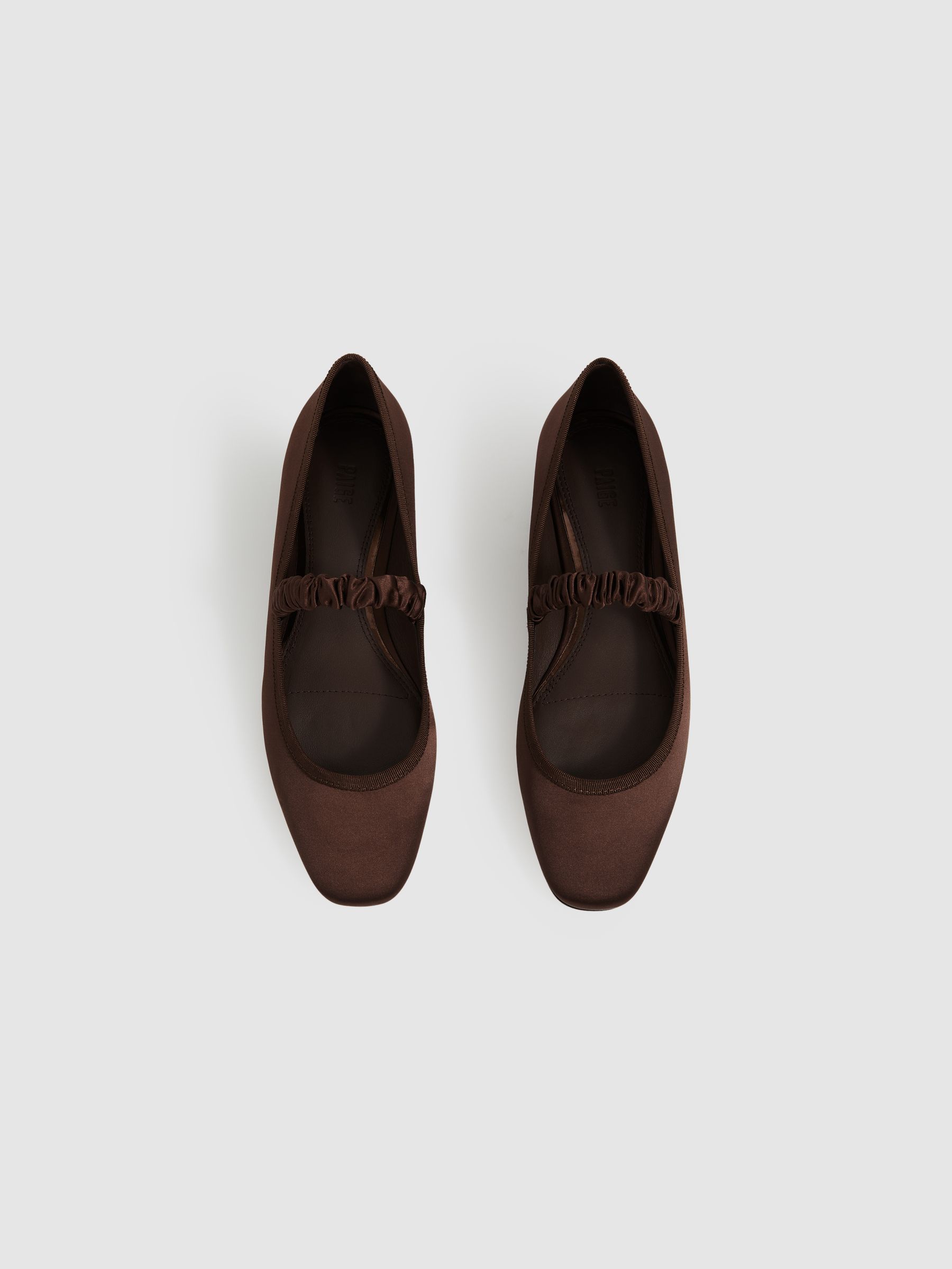 Paige Satin Ballerina Shoes in Chocolate