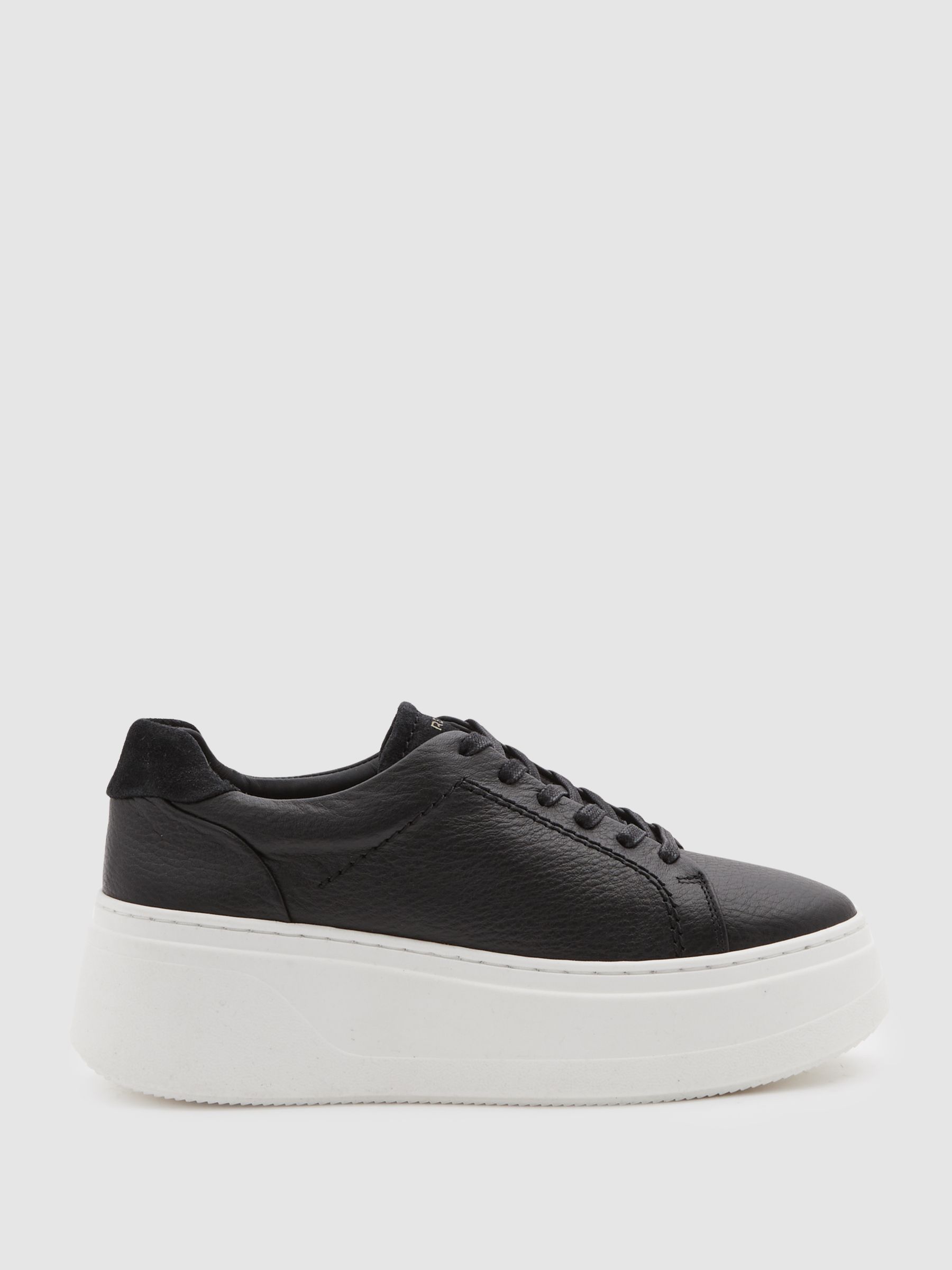 Platform Leather Trainers in Black