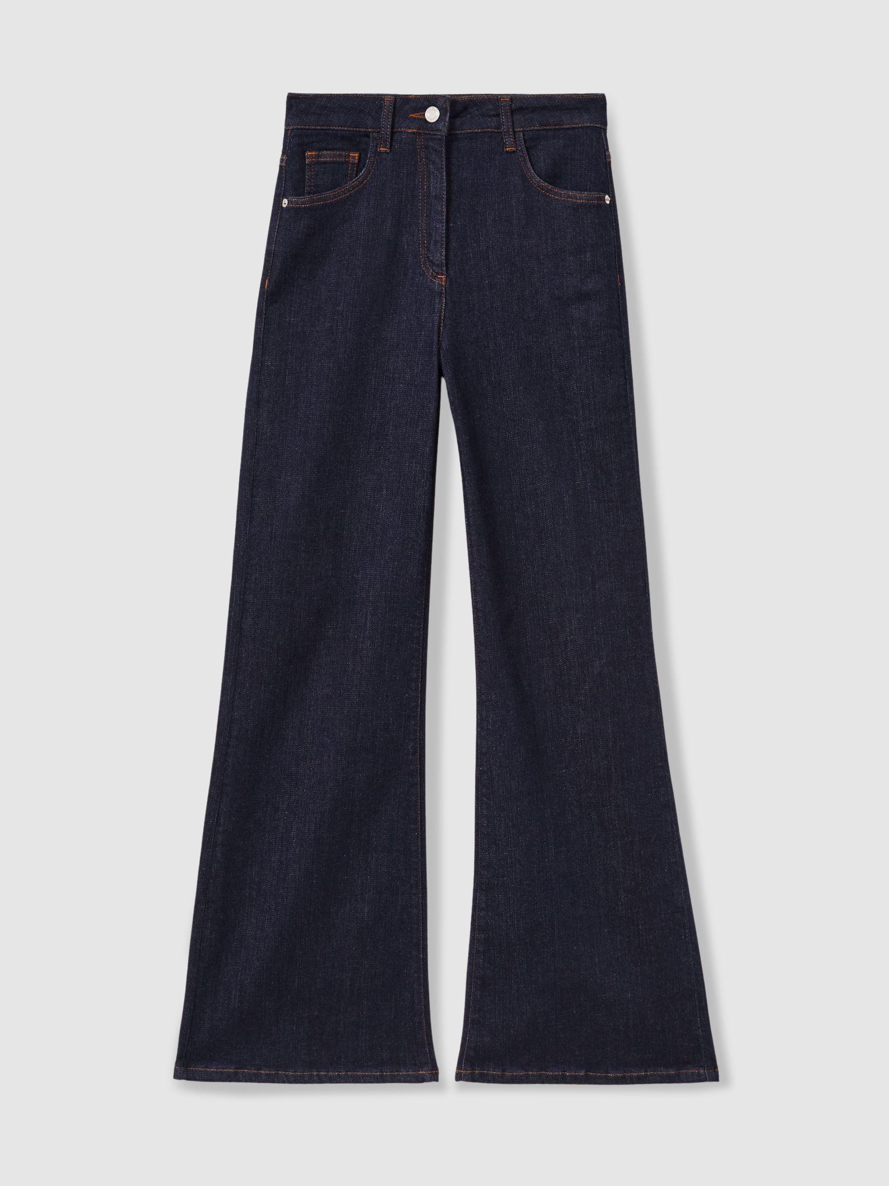 Mid-Rise Flared Jeans in Dark Blue