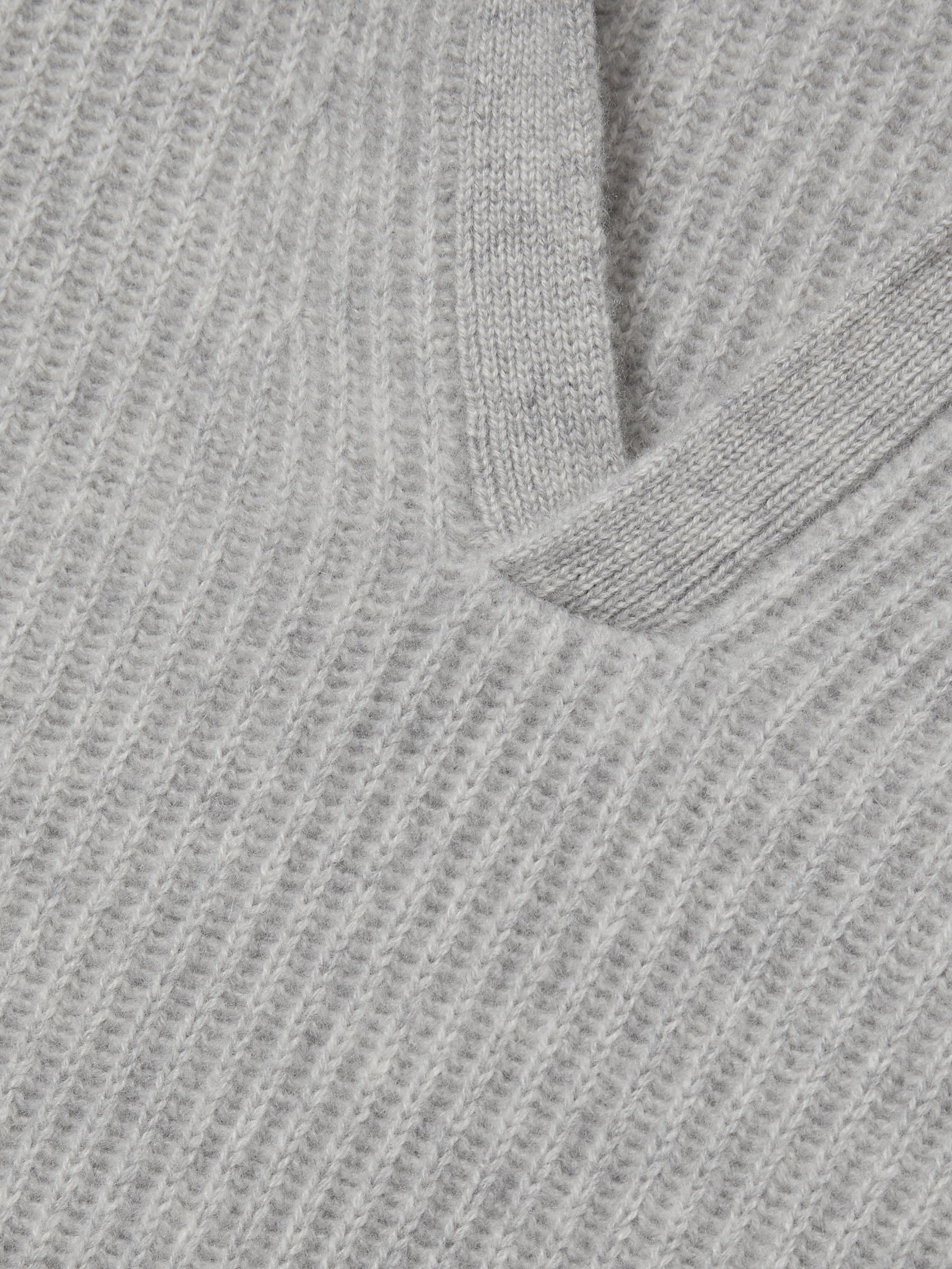 Atelier Ribbed-Cashmere Polo Shirt in Soft Grey Melange