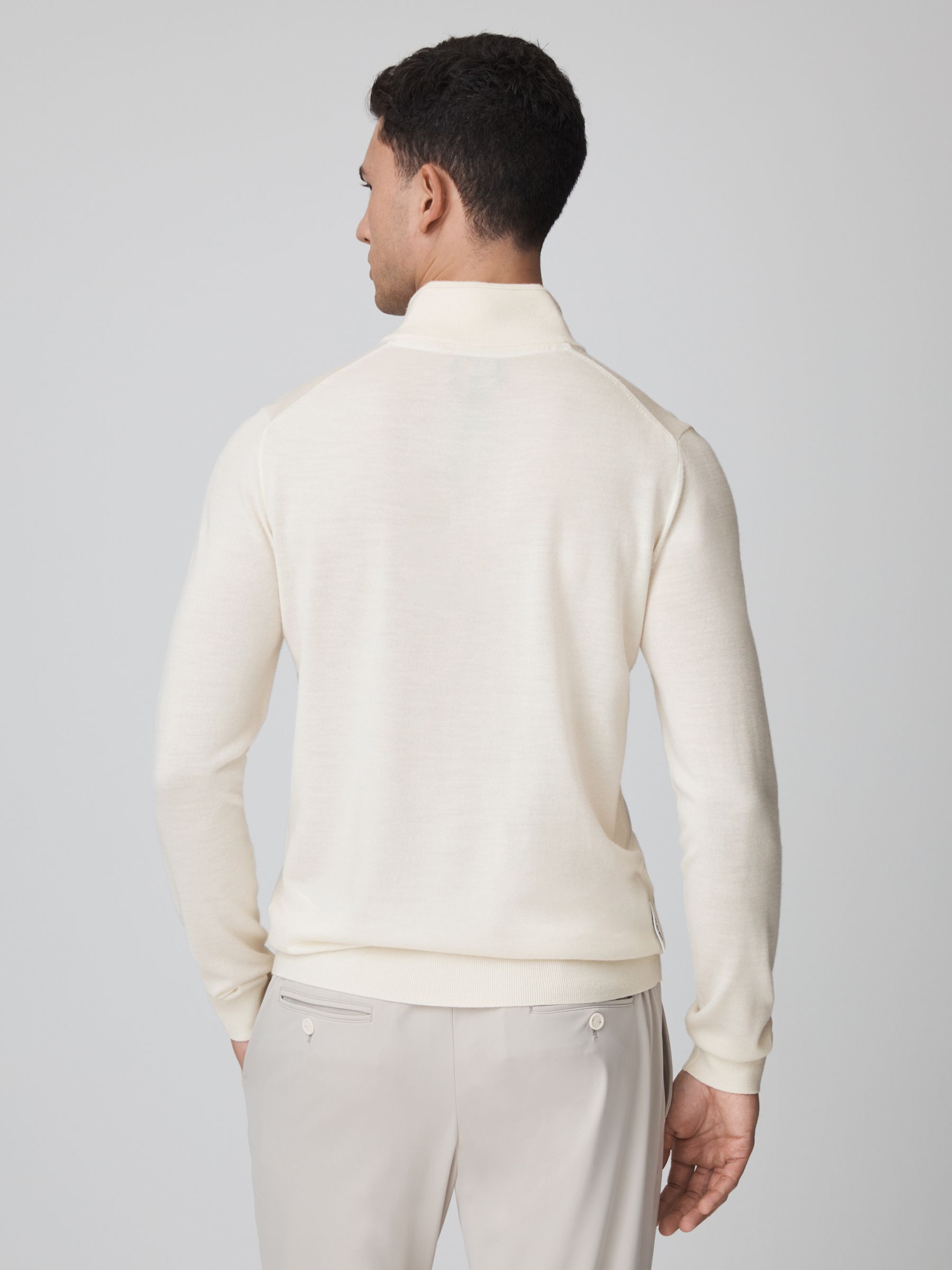 McLaren F1 Merino Half-Zip Funnel Neck Jumper in Bianco