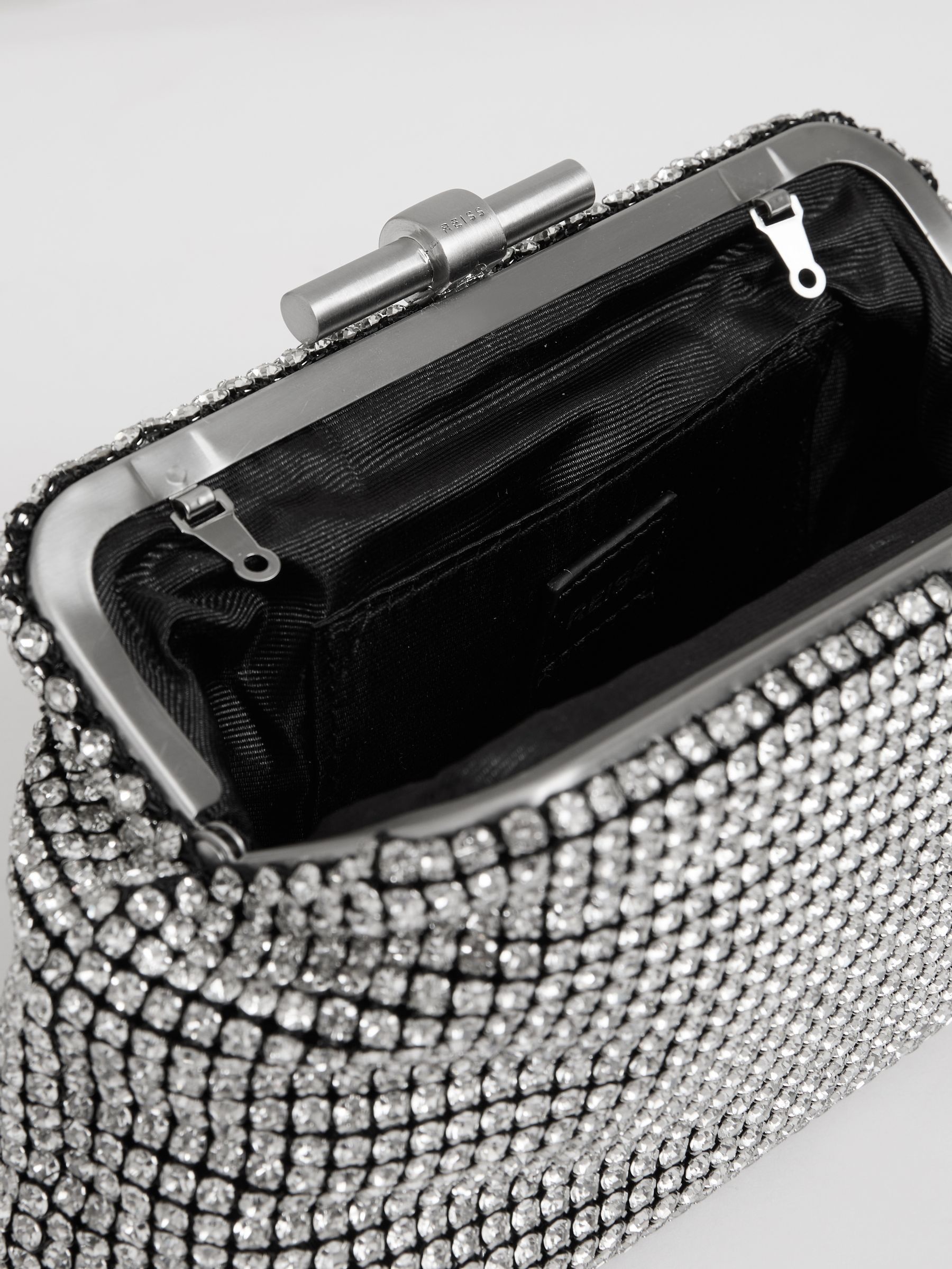 Embellished Clutch Bag in Silver