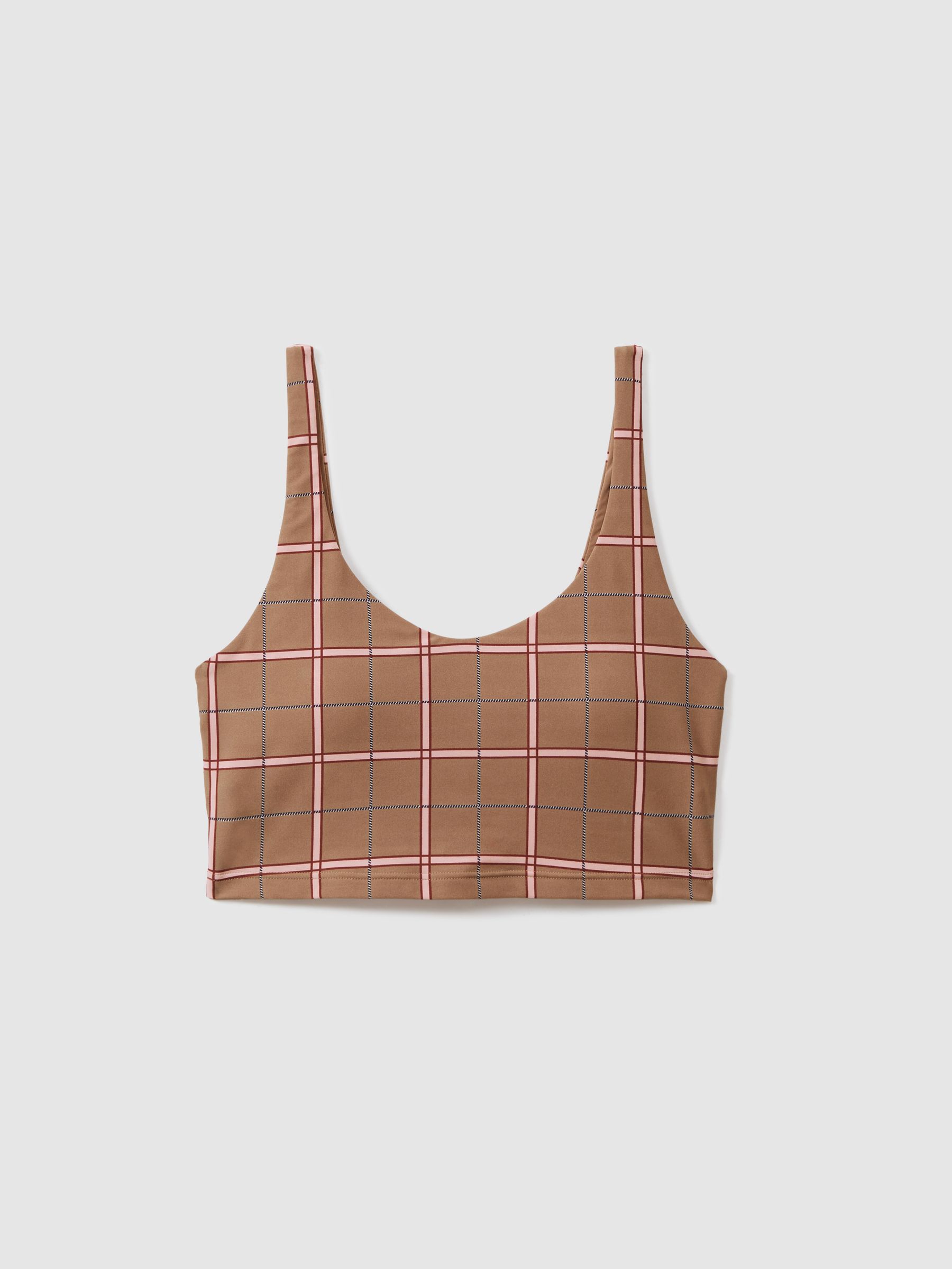 The Upside Check Sports Bra in Brown Check