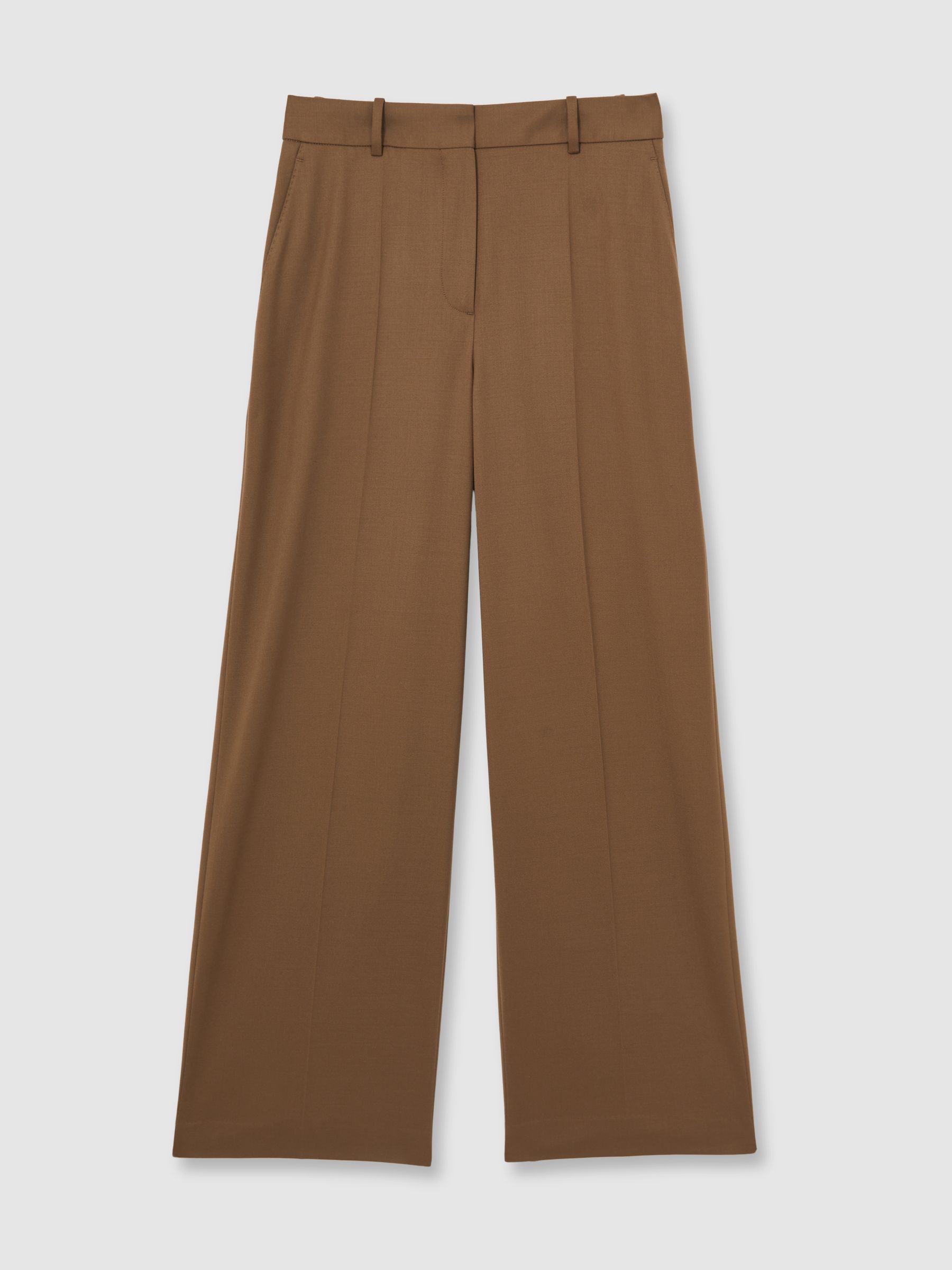 Wool-Blend Wide-Leg Suit Trousers in Tan