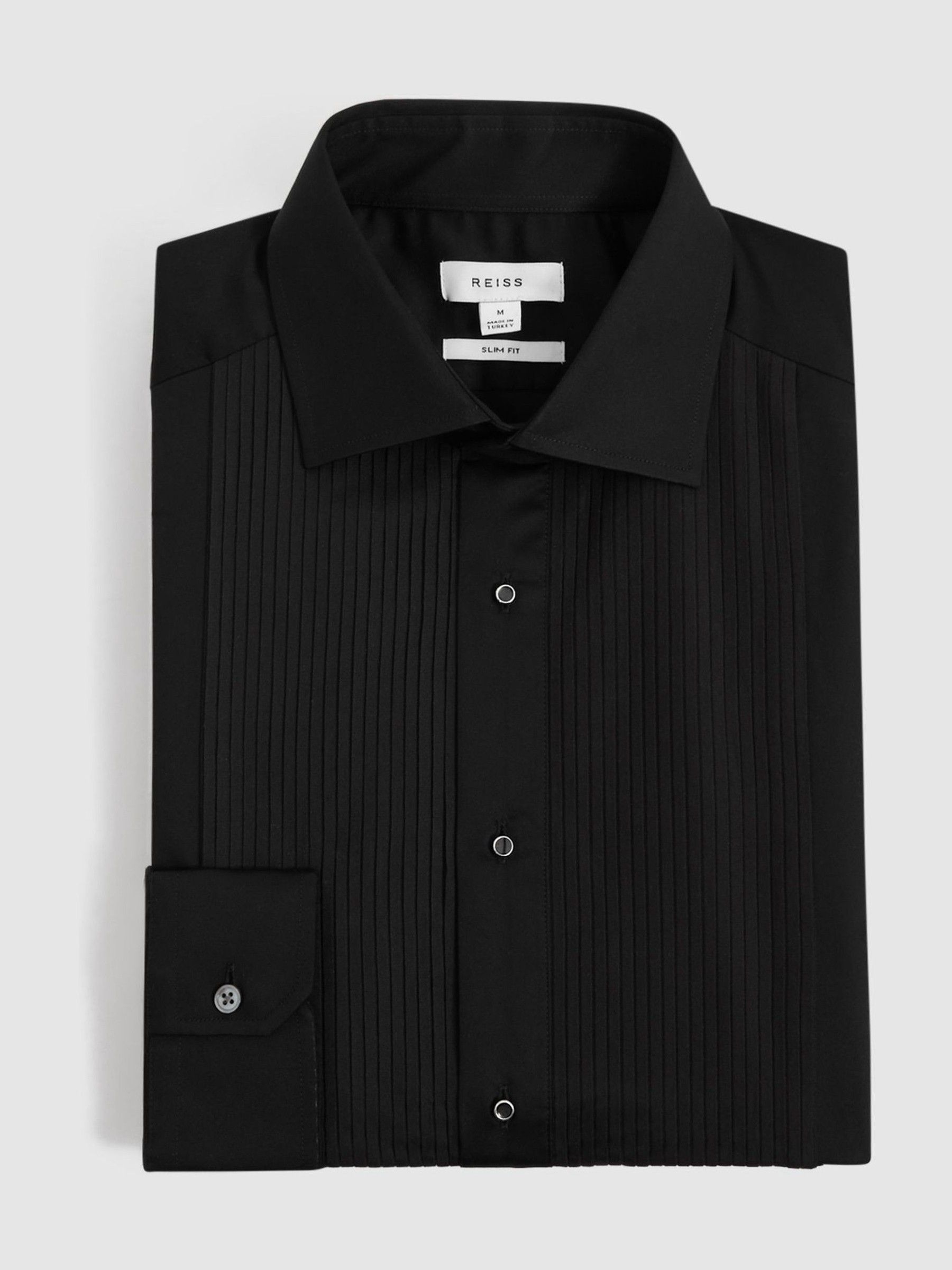 Slim Fit Cotton Dinner Shirt in Black