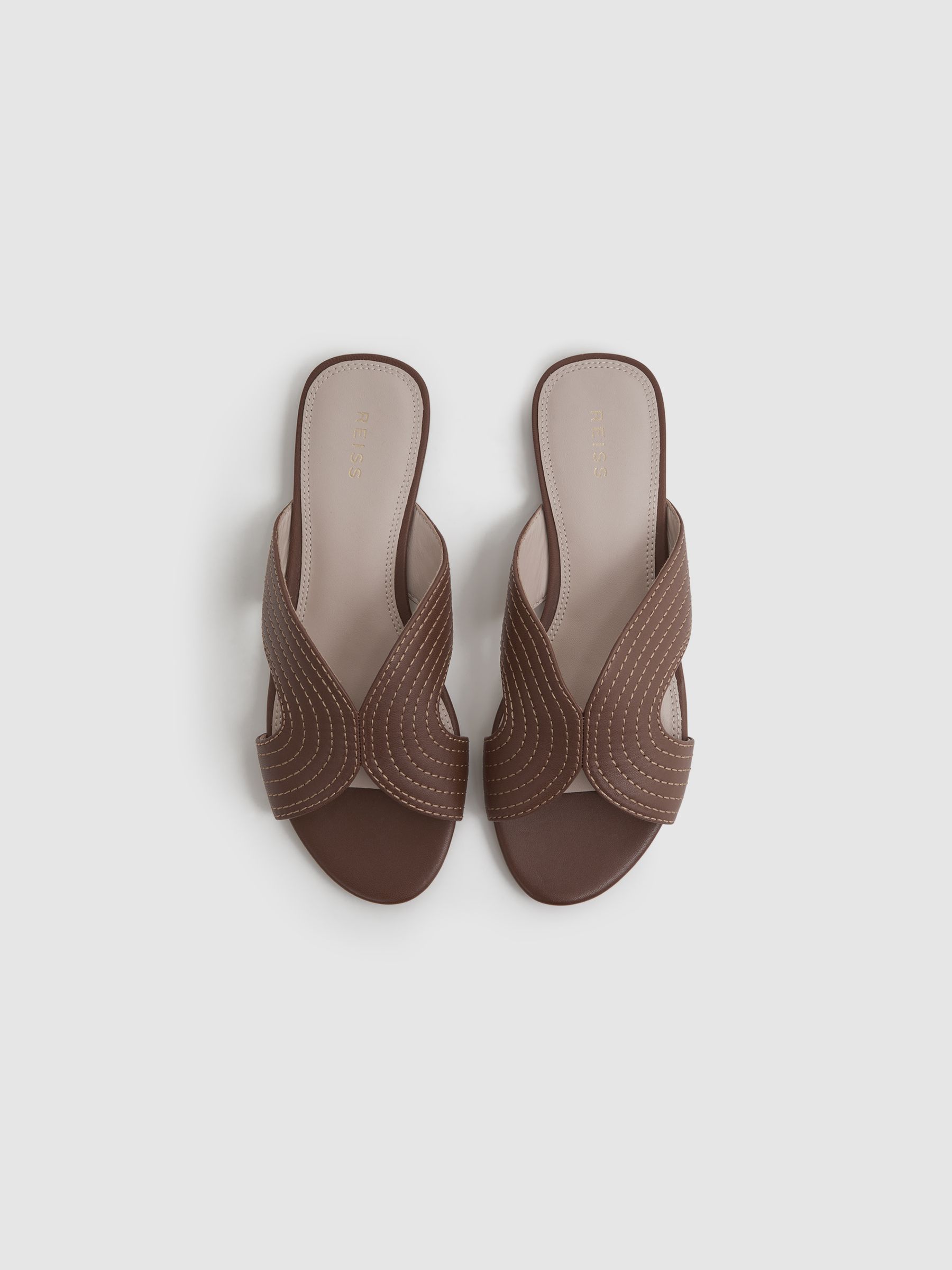 Leather Slip-On Sandals in Tan