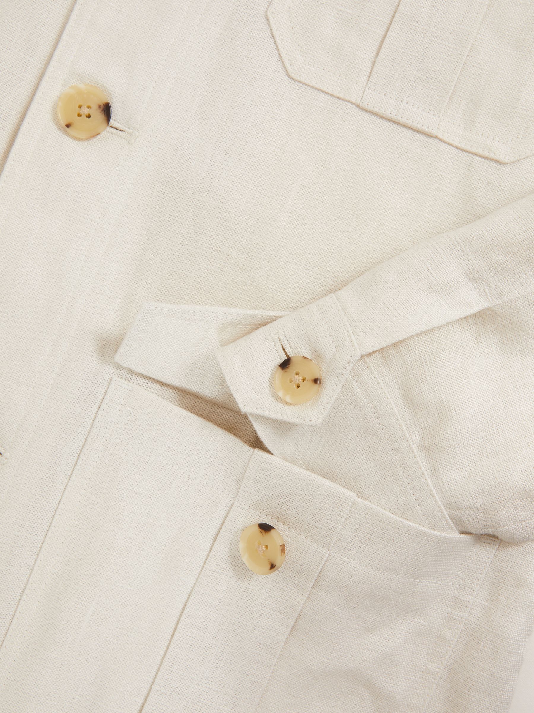 Linen Four-Pocket Safari Jacket in Off White