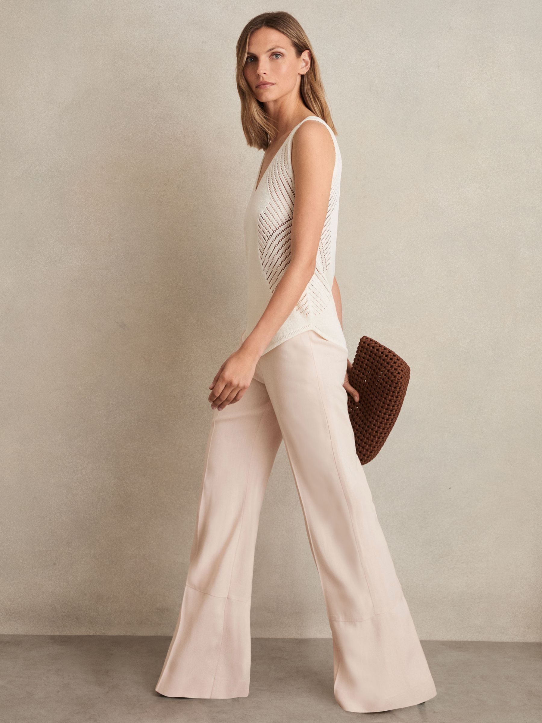 Wide-Leg Suit Trousers in Pink