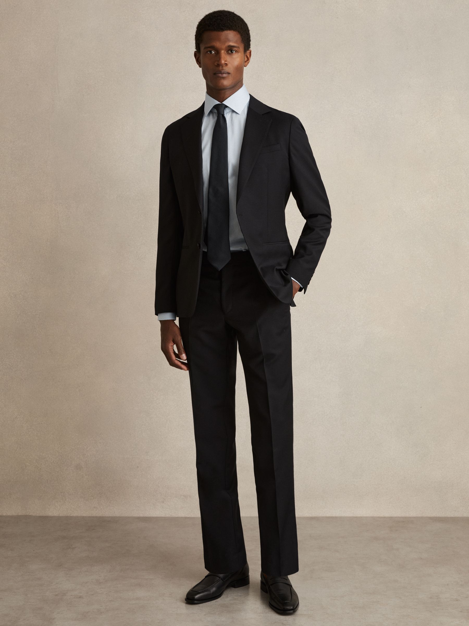 Regular Fit Cotton Sateen Shirt in Blue Stripe