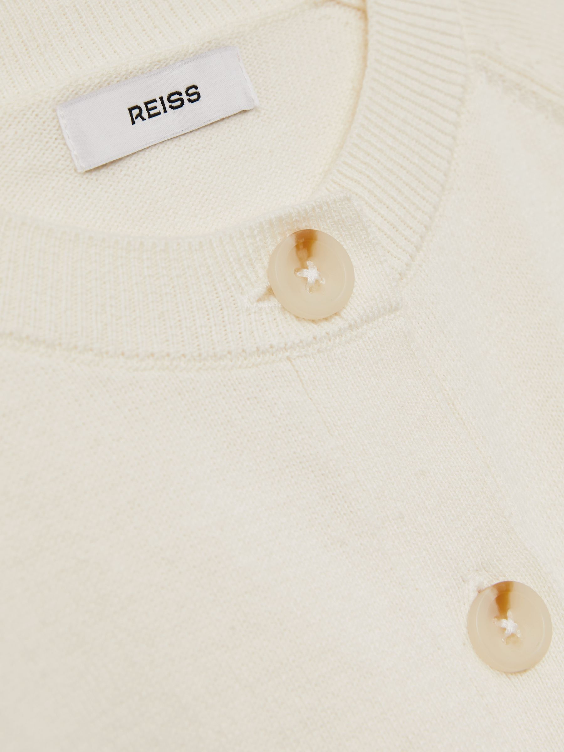 4-9 yrs Cotton Crew-Neck Cardigan in Ivory