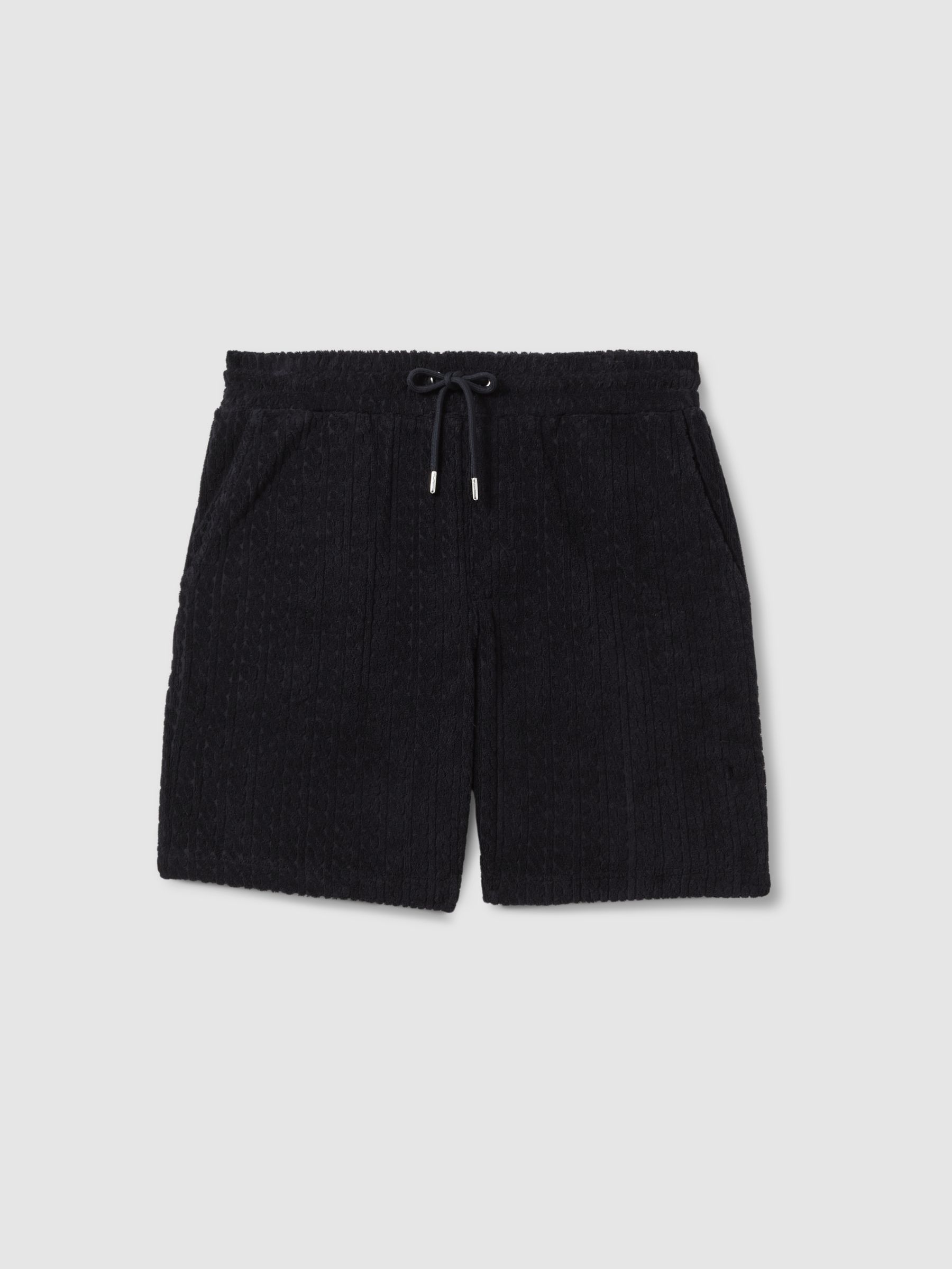 Towelling Drawstring Shorts in Navy